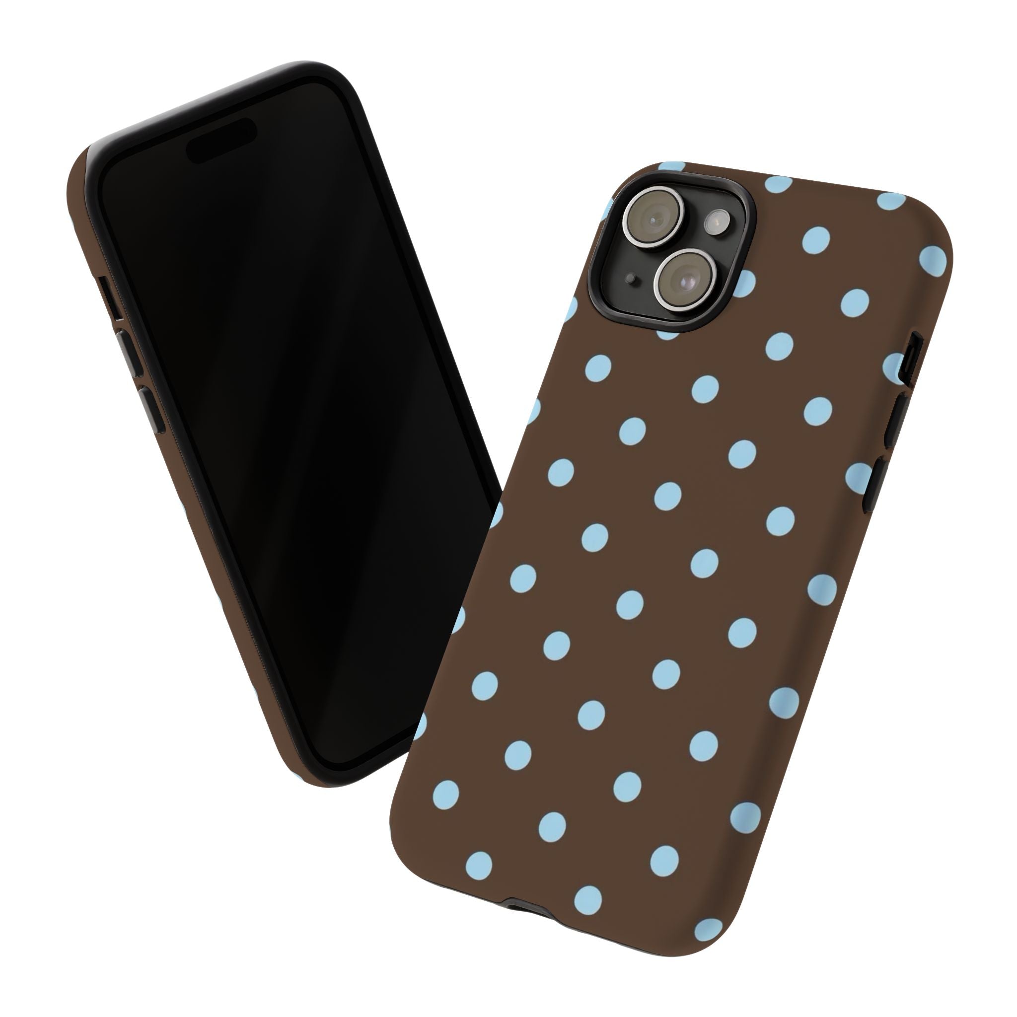 Brown Polka Dot Phone Case — Blue Dot Protective Tough Case