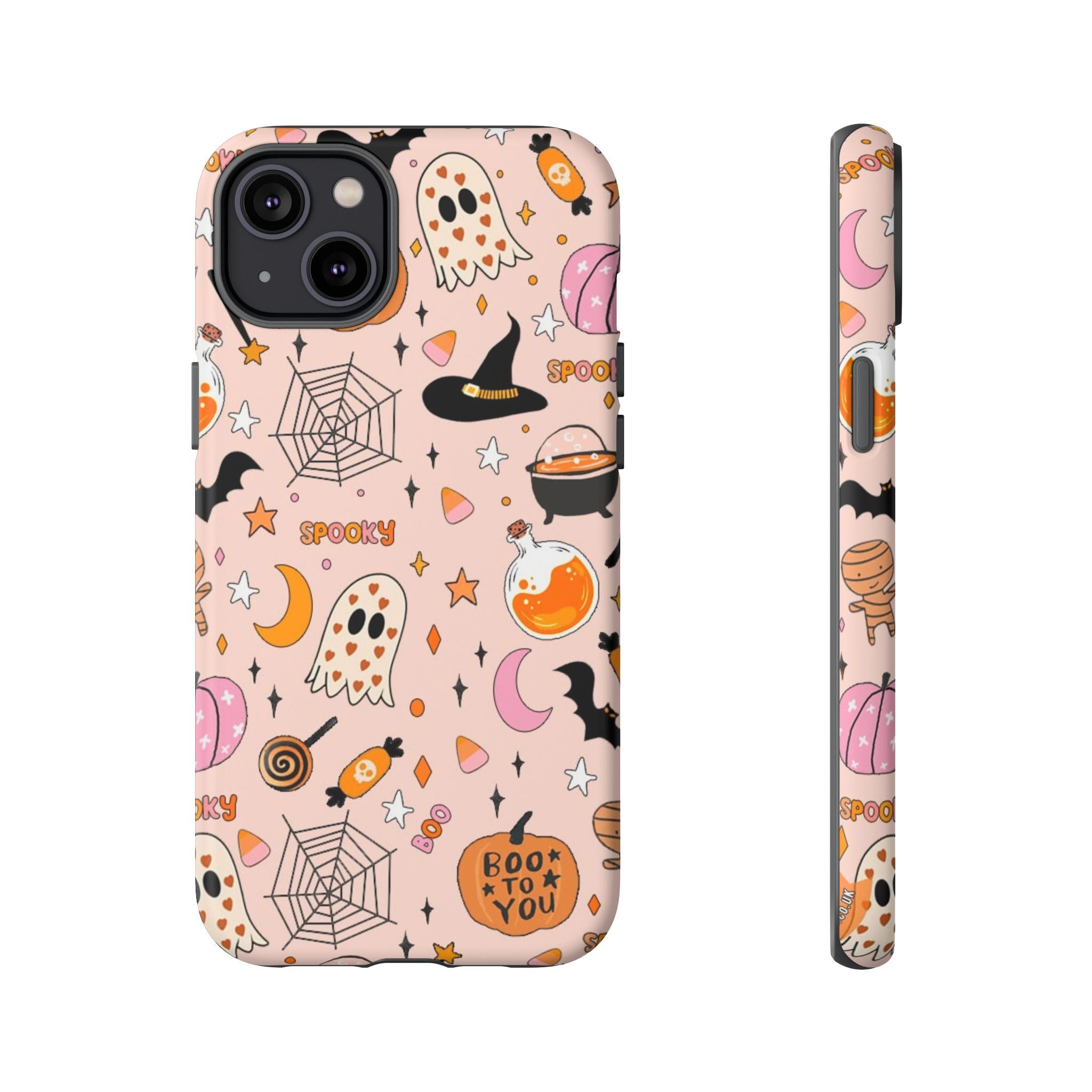 Spooky Halloween — Pink Ghosts, Witches, Candy & "Boo to You" Design