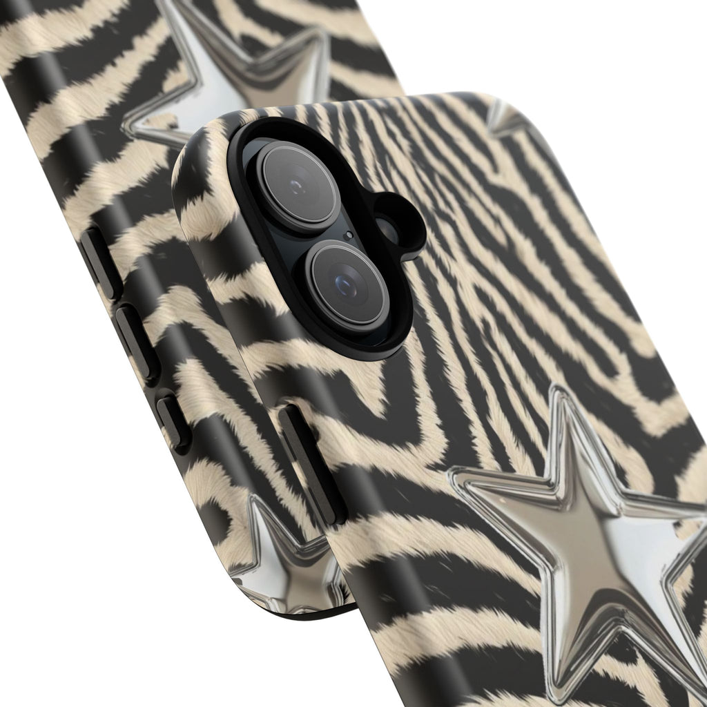 Zebra Print with Metallic Stars – Protective iPhone Cover