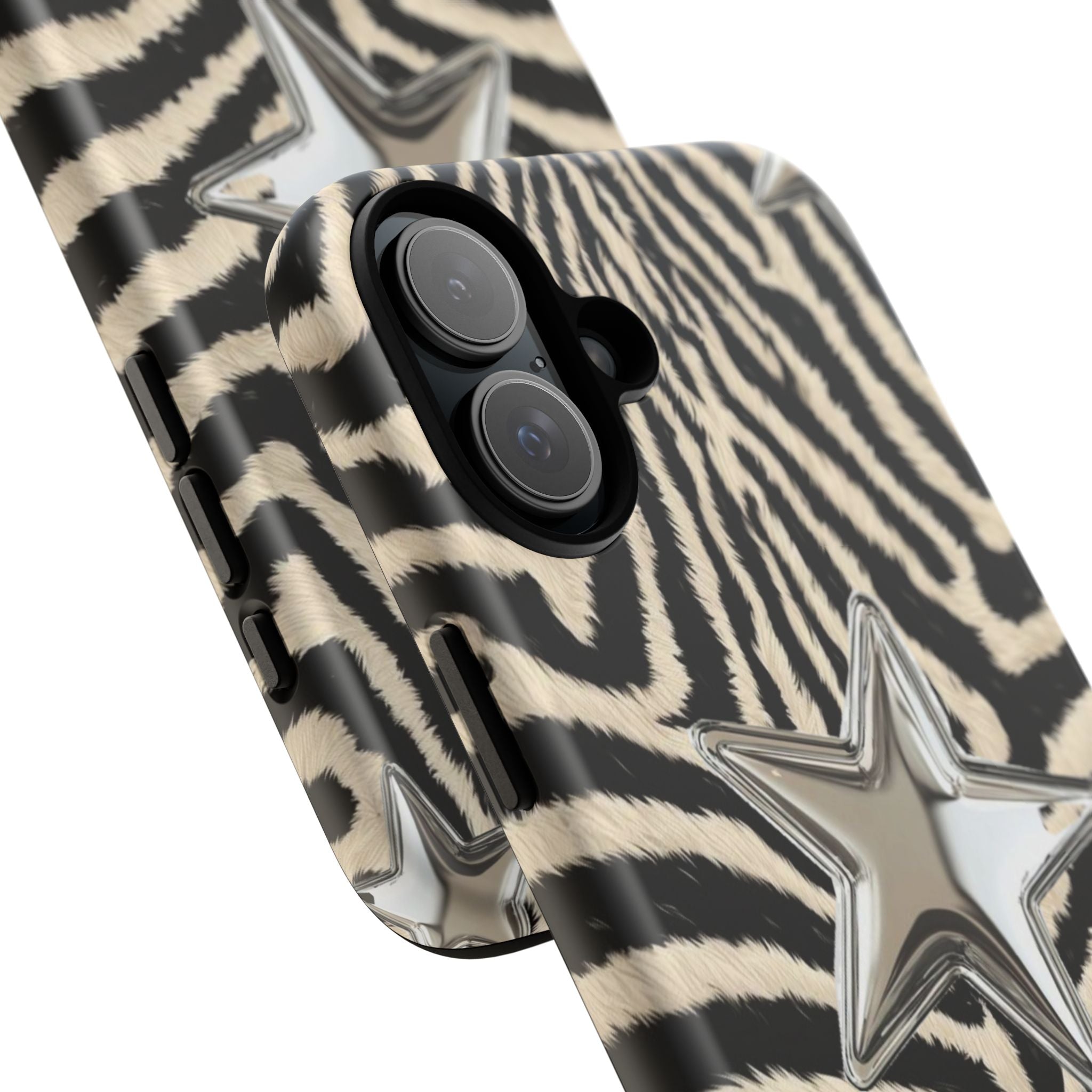 Zebra Print with Metallic Stars – Protective iPhone Cover