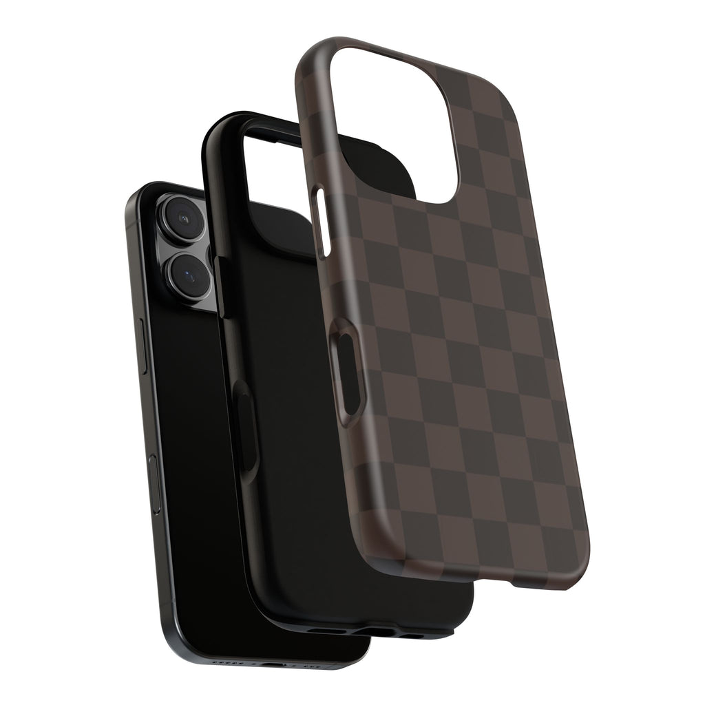 Lucky Chocolate Checkered  — Brown Grid Protective Cover