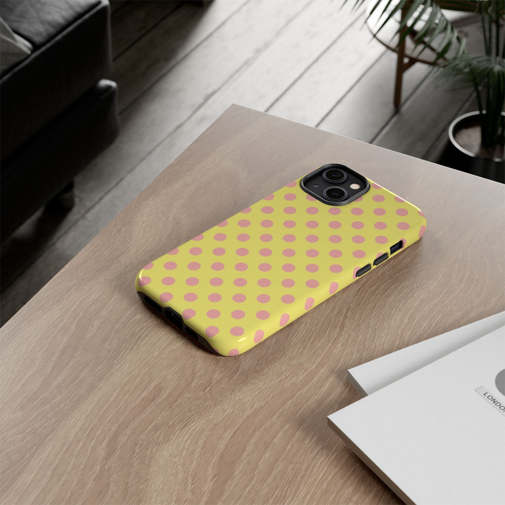 Yellow Polka Dot Phone Case — Cute Pink Dot Tough Case