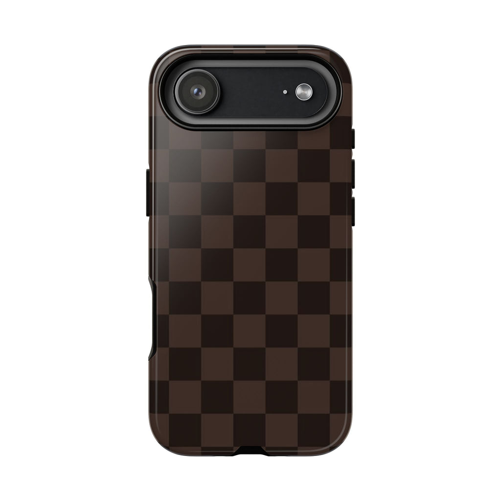 Lucky Chocolate Checkered  — Brown Grid Protective Cover