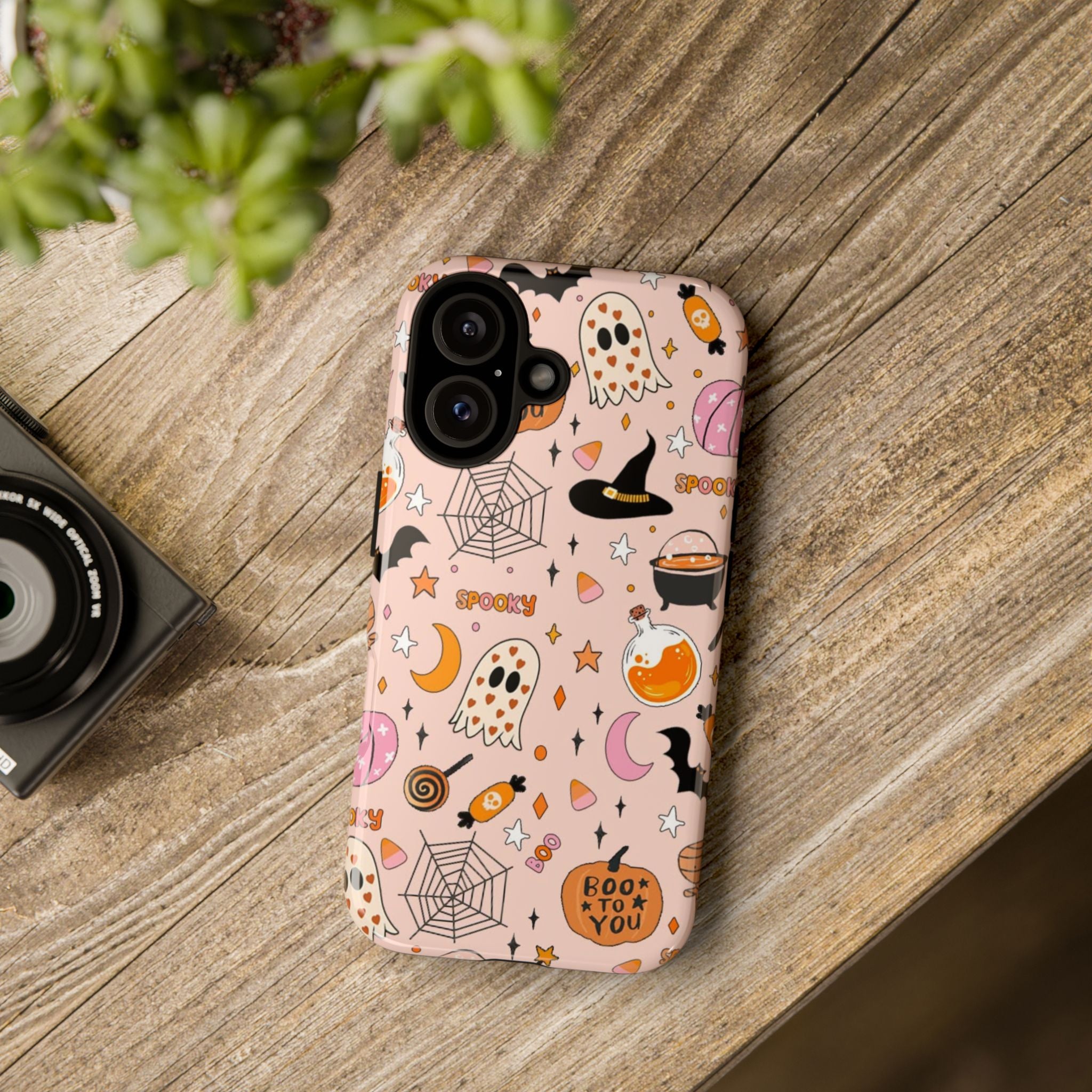 Spooky Halloween — Pink Ghosts, Witches, Candy & "Boo to You" Design