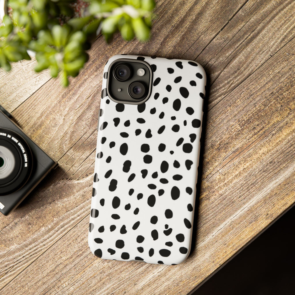 Dalmatian Spot Tough Phone Case — Black & White Protective Cover