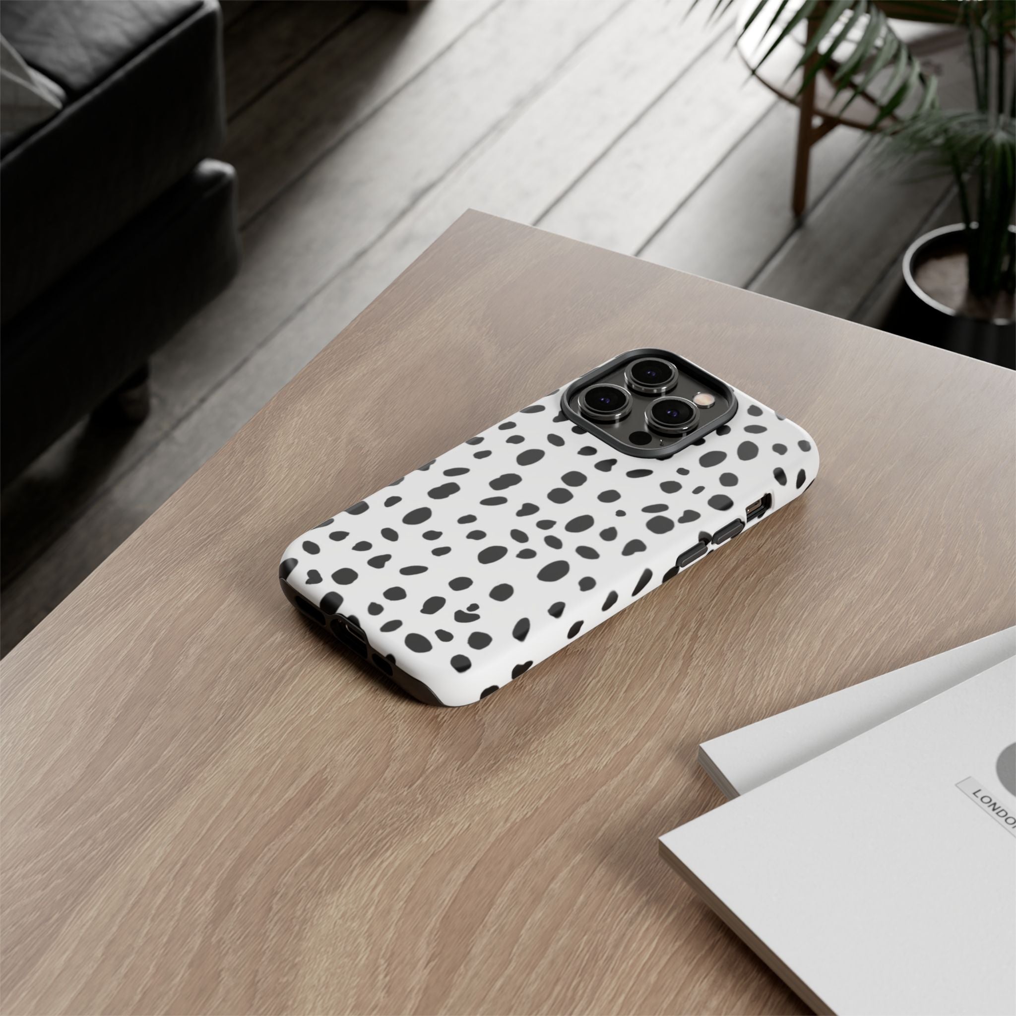 Dalmatian Spot Tough Phone Case — Black & White Protective Cover
