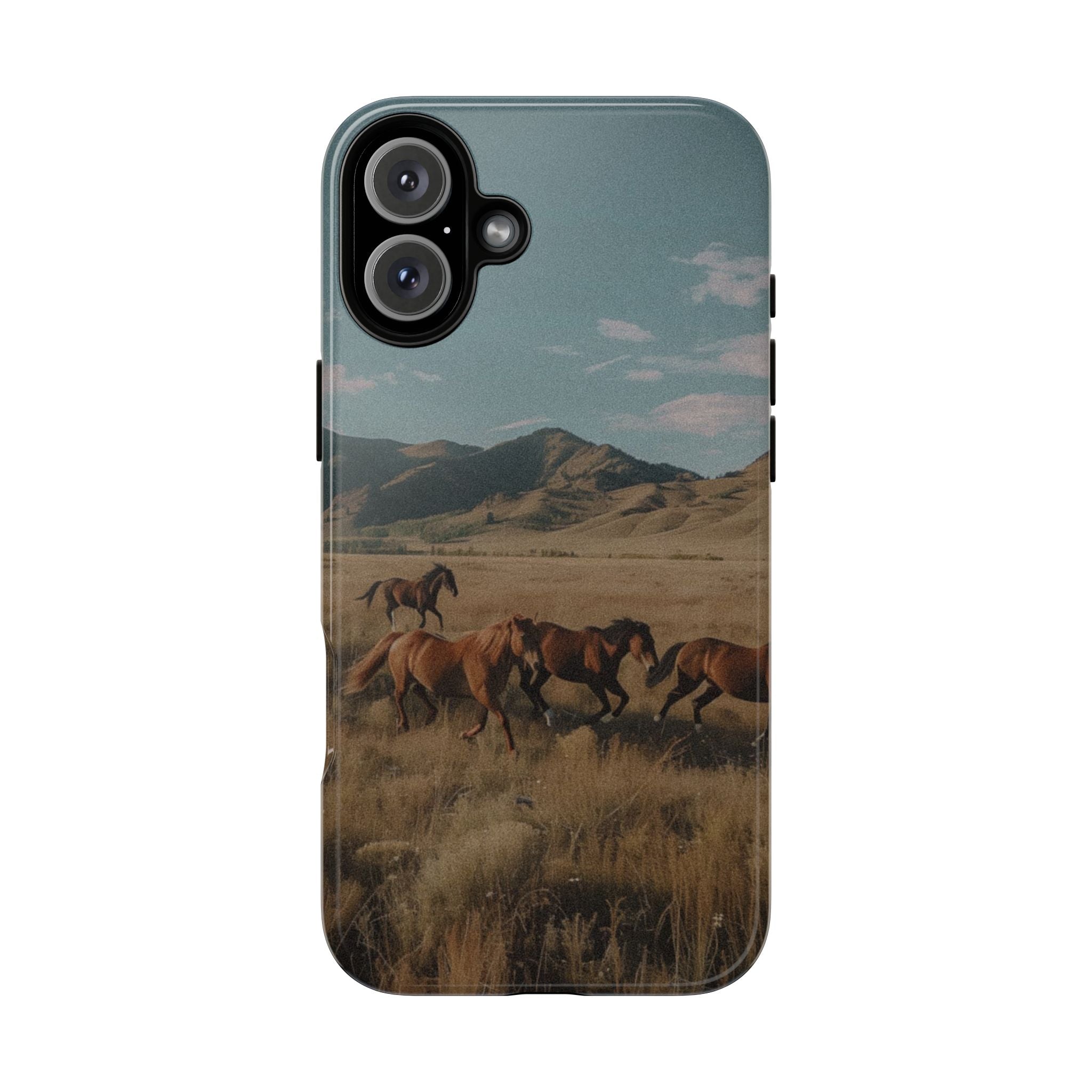 Wild Mustang – Durable Protective iPhone Case with Scenic Desert Horse Design