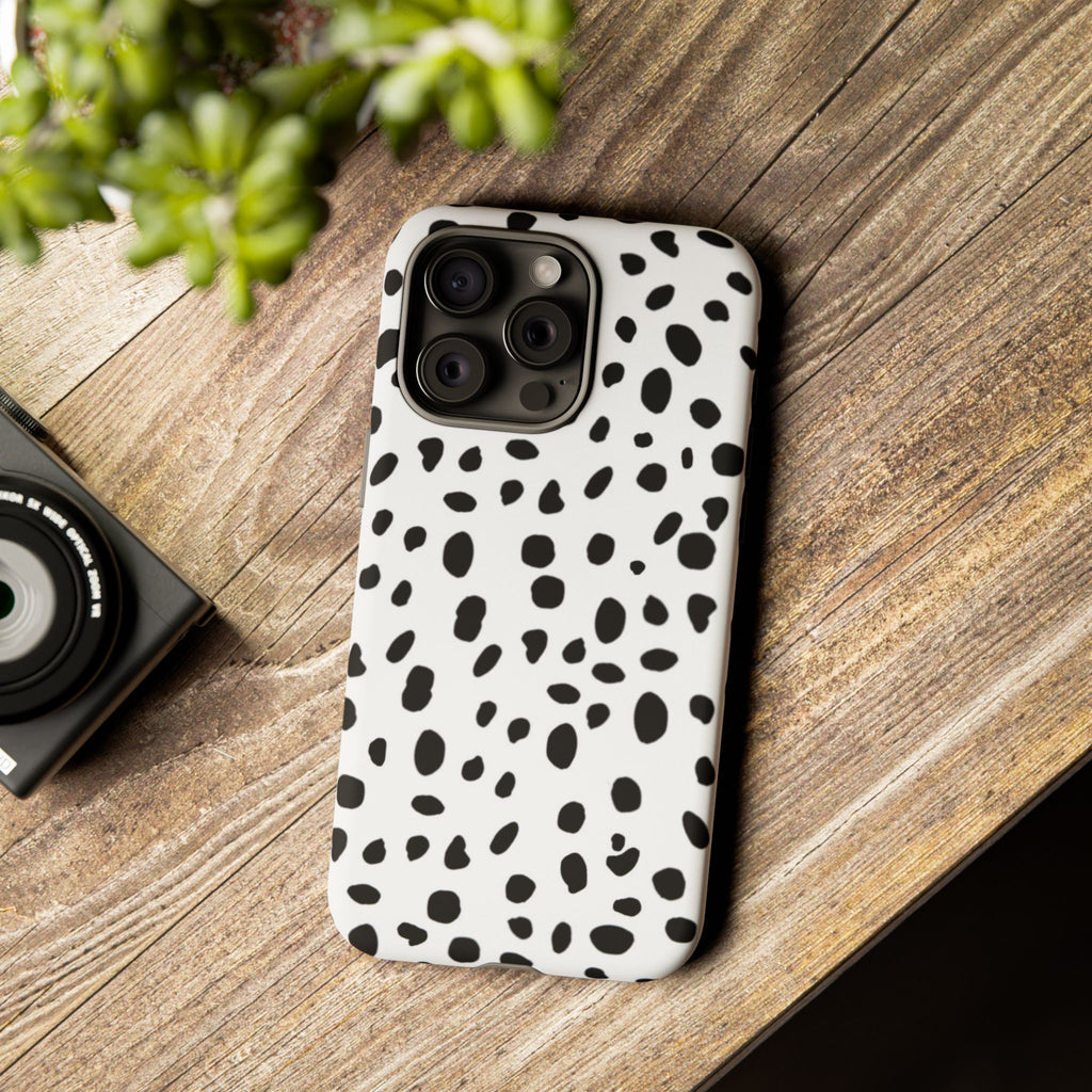 Dalmatian Spot Tough Phone Case — Black & White Protective Cover