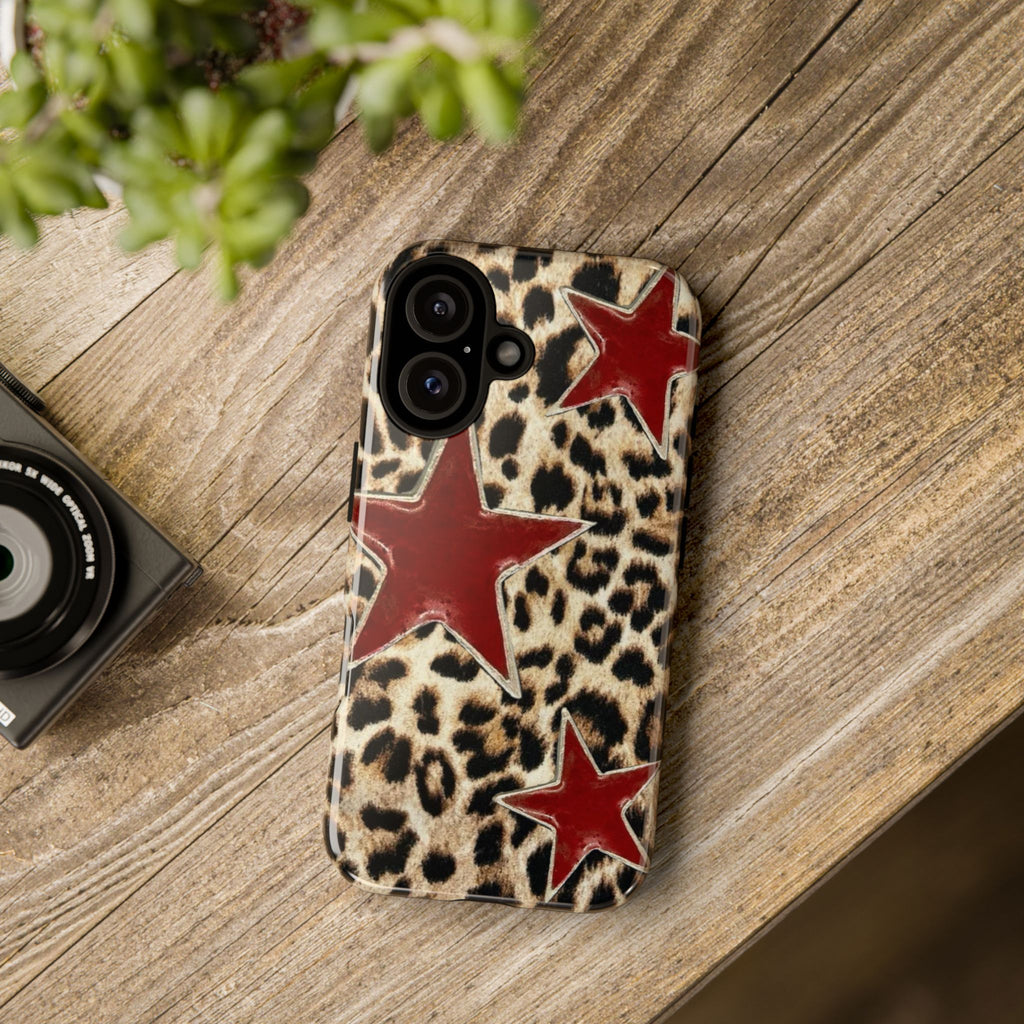 Ruby Leopard Star – Red Stars on Animal Print