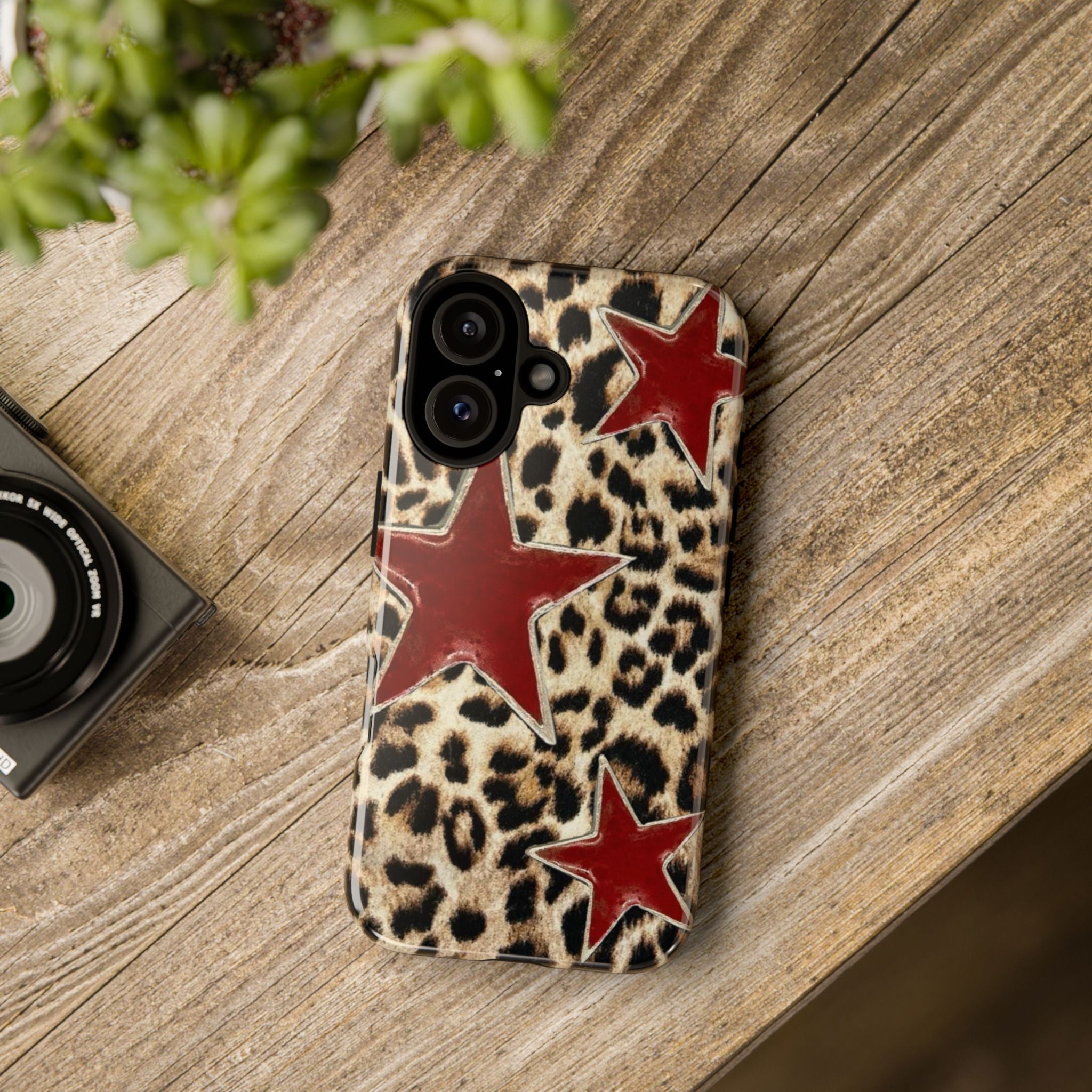 Ruby Leopard Star – Red Stars on Animal Print