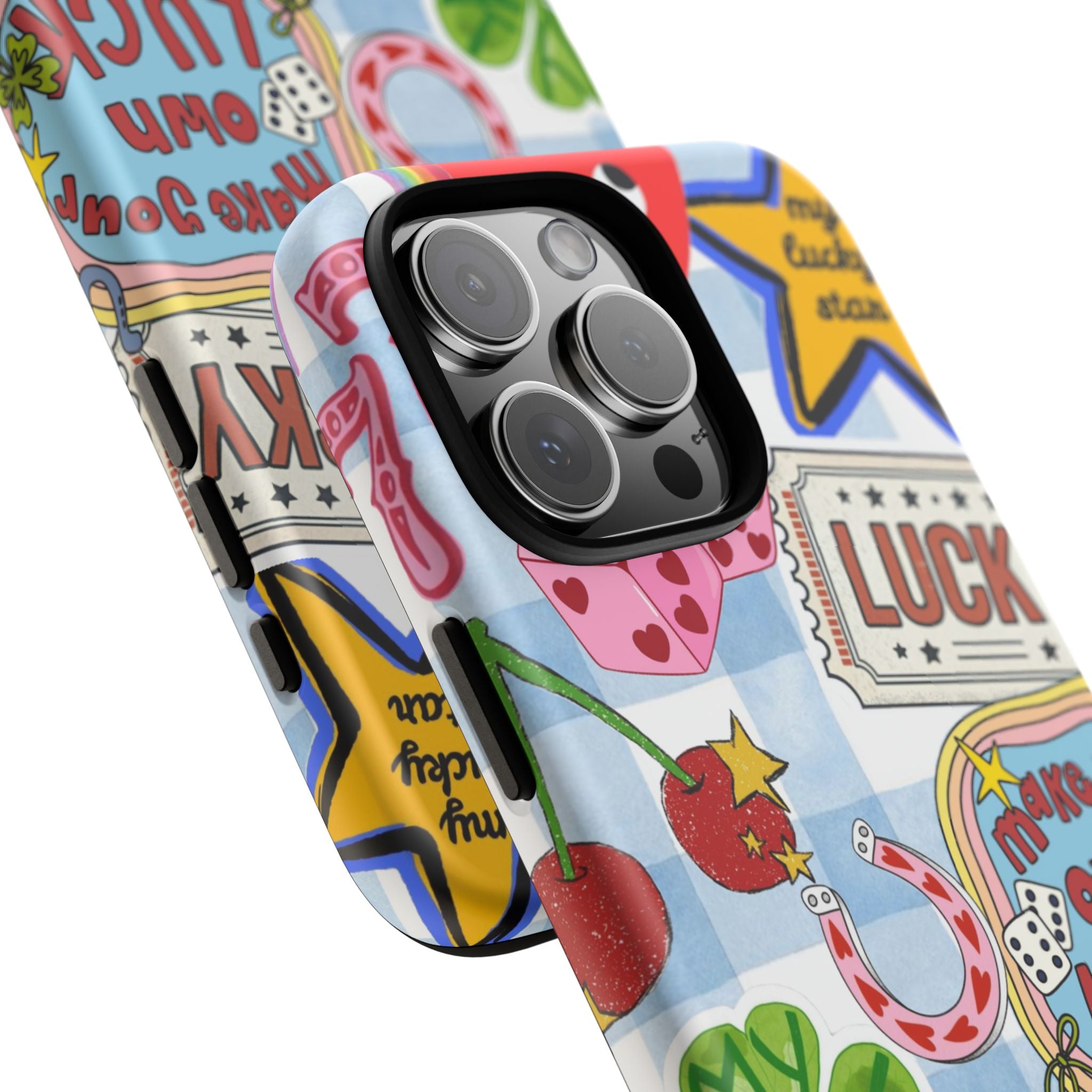 Lucky Charm Phone Case — Cute Kawaii Sticker Collage, ‘Make Your Own Luck’ Design