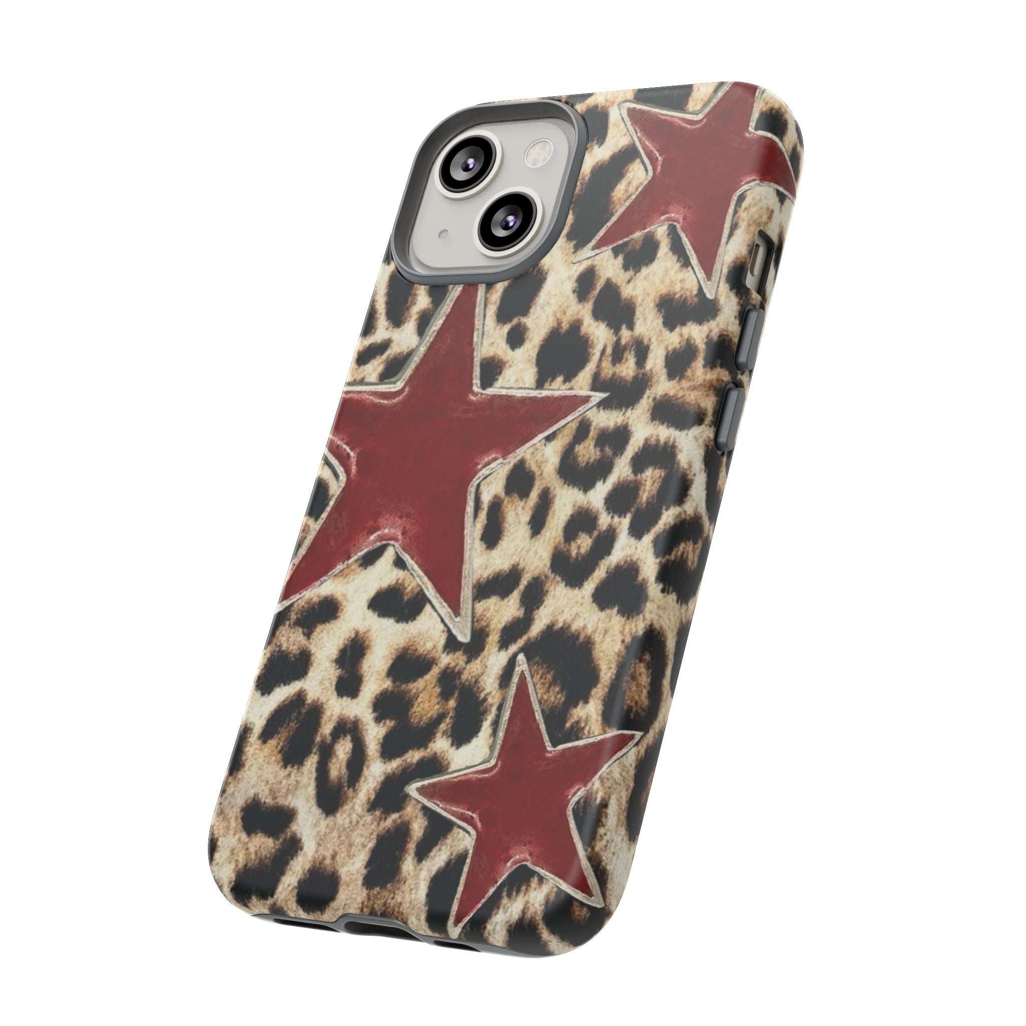 Ruby Leopard Star – Red Stars on Animal Print