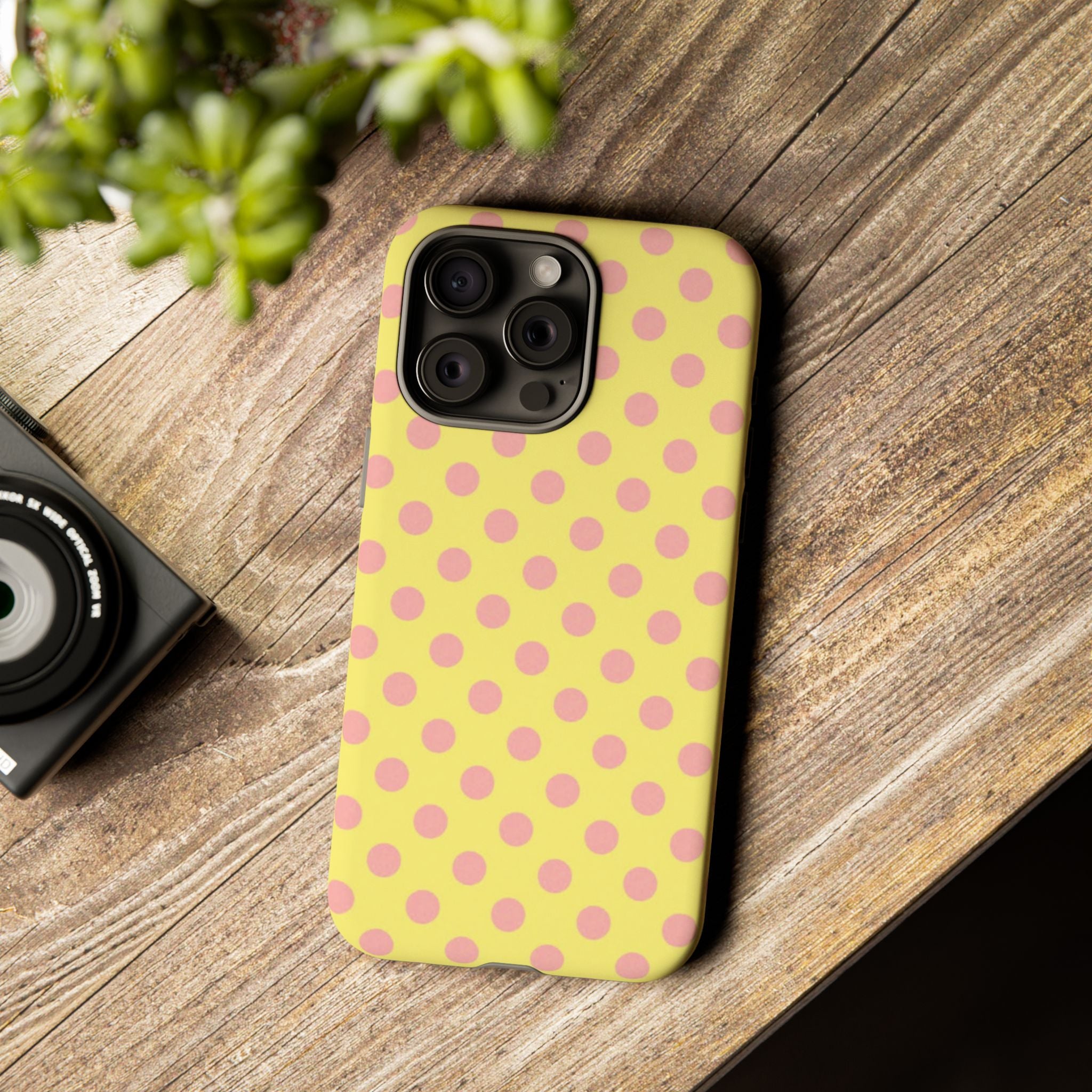 Yellow Polka Dot Phone Case — Cute Pink Dot Tough Case