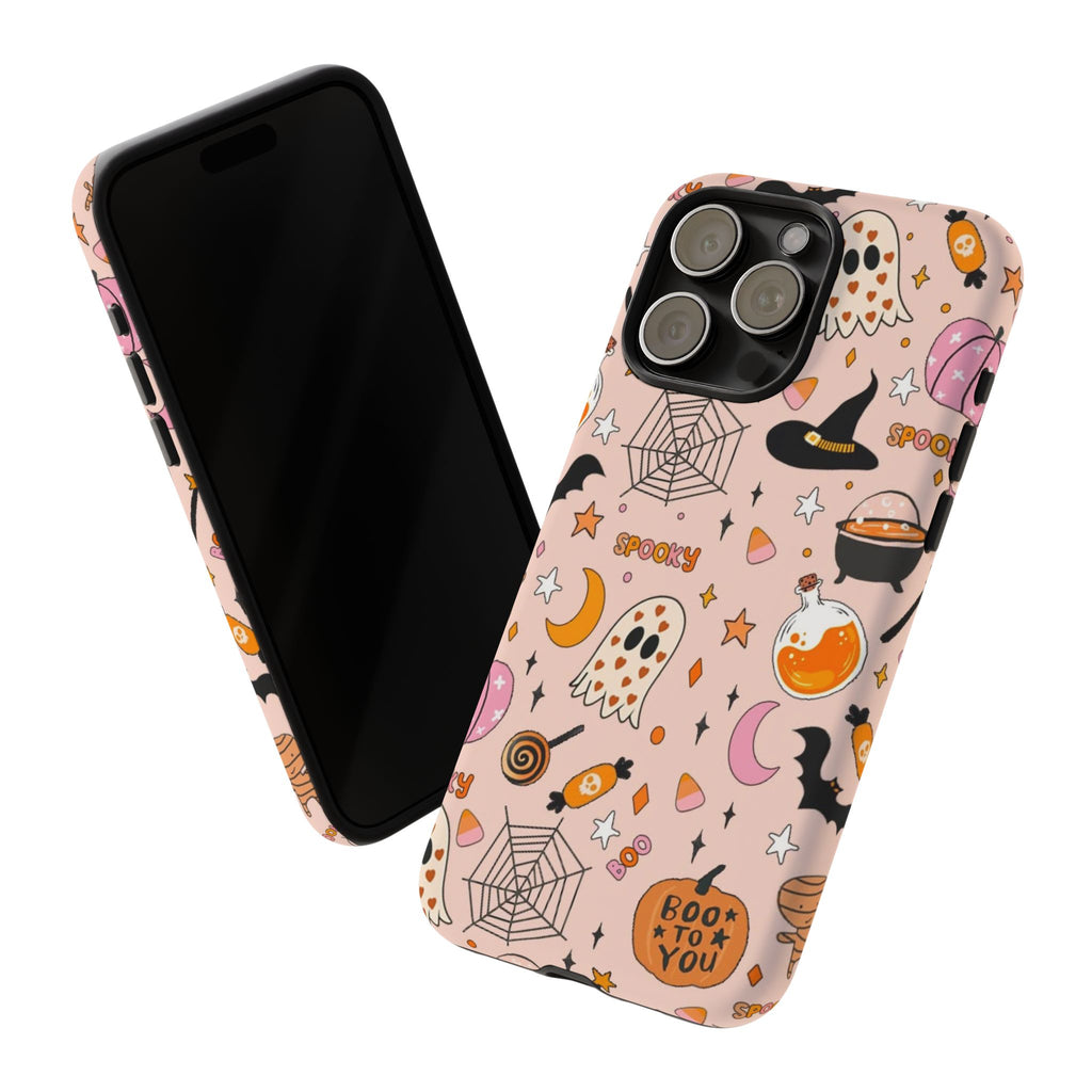 Spooky Halloween — Pink Ghosts, Witches, Candy & "Boo to You" Design