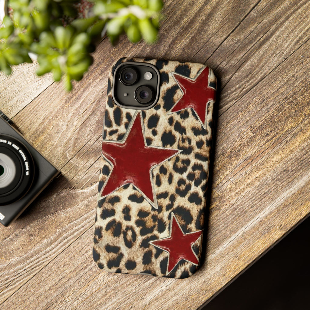 Ruby Leopard Star – Red Stars on Animal Print