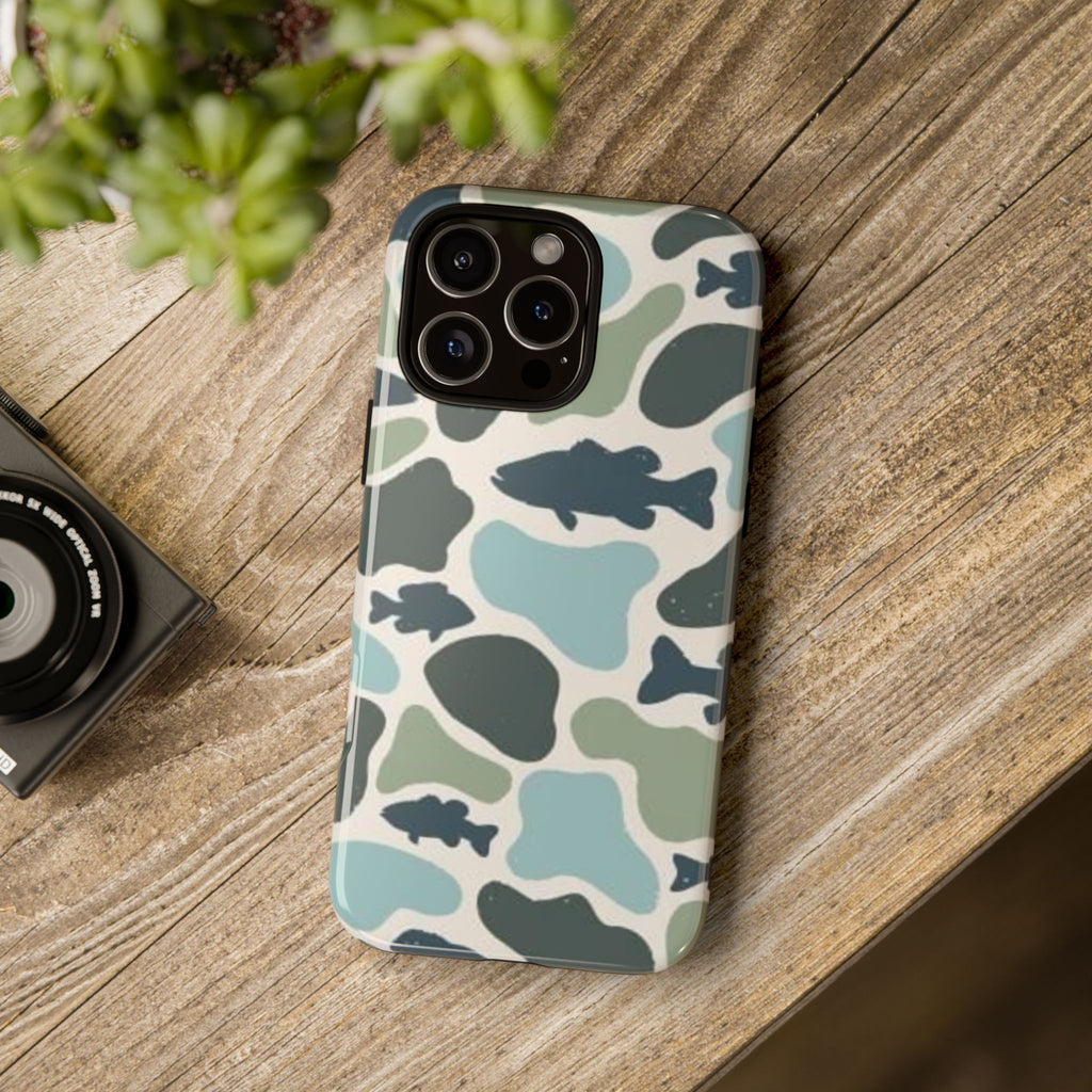 Camouflage Fish Tough Phone Case — Waterproof Blue-Green Camo iPhone Cover