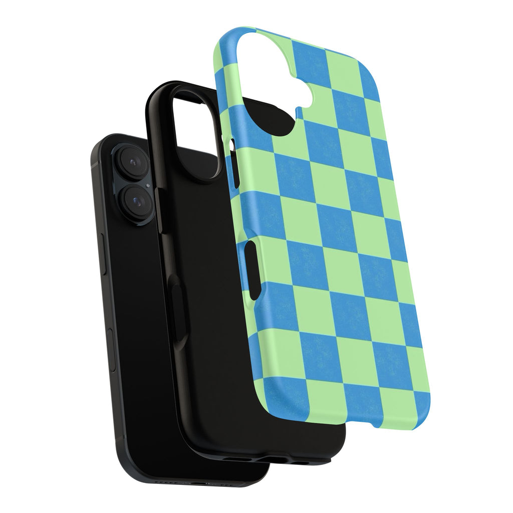 Cowgirl Blue Checkers — Retro Checkered Tough Phone Cover