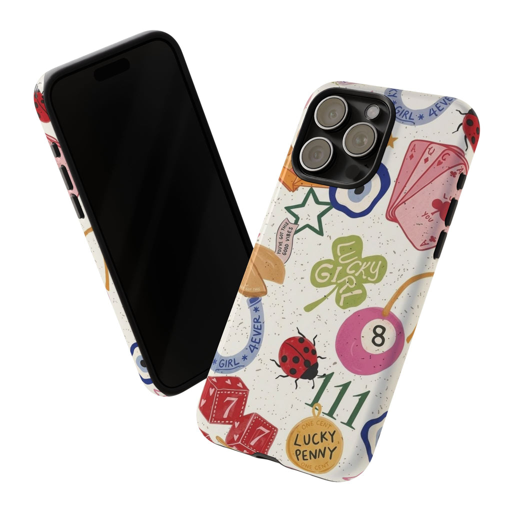 Lucky Charm Phone Case — 'Lucky Girl' Sticker Collage Design