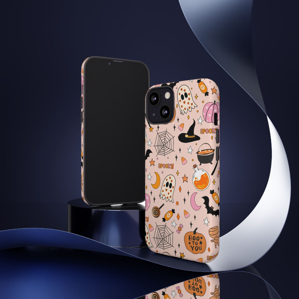 Spooky Halloween — Pink Ghosts, Witches, Candy & "Boo to You" Design