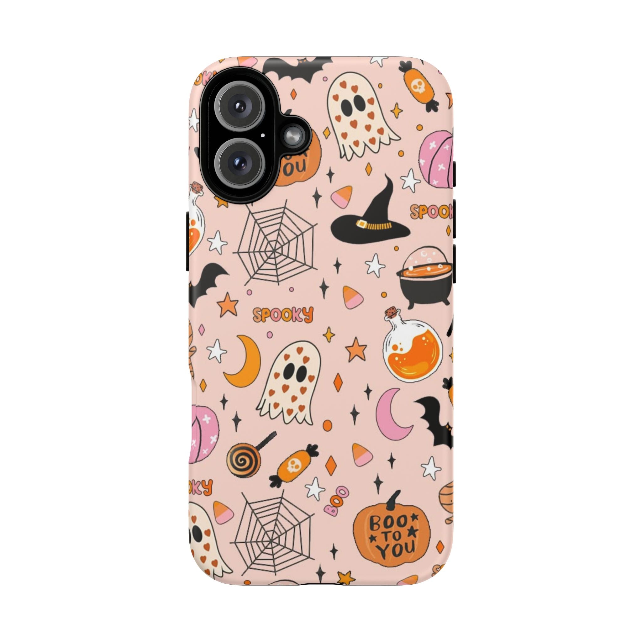 Spooky Halloween — Pink Ghosts, Witches, Candy & "Boo to You" Design