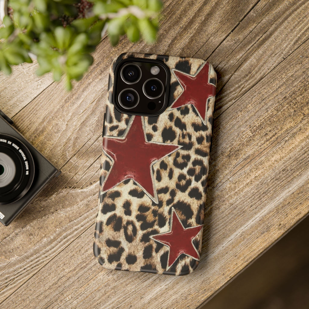 Ruby Leopard Star – Red Stars on Animal Print