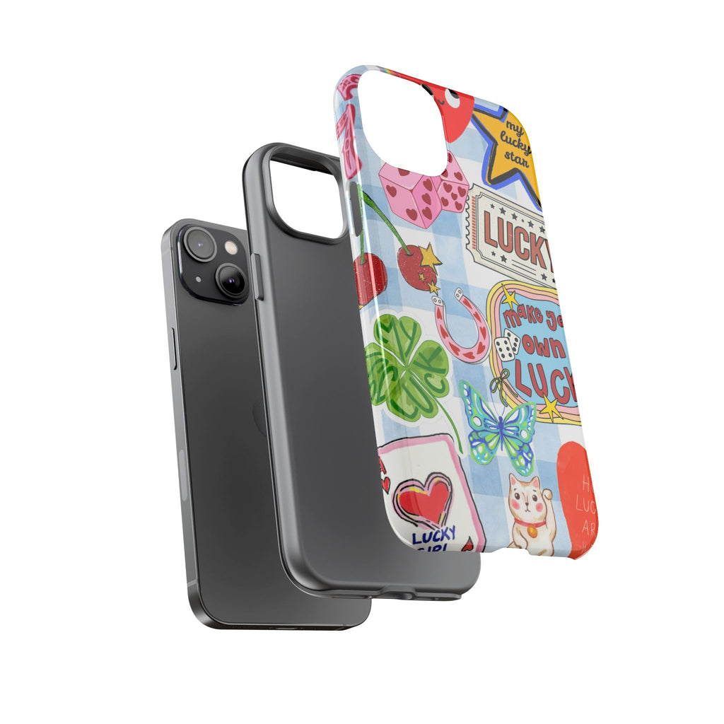 Lucky Charm Phone Case — Cute Kawaii Sticker Collage, ‘Make Your Own Luck’ Design