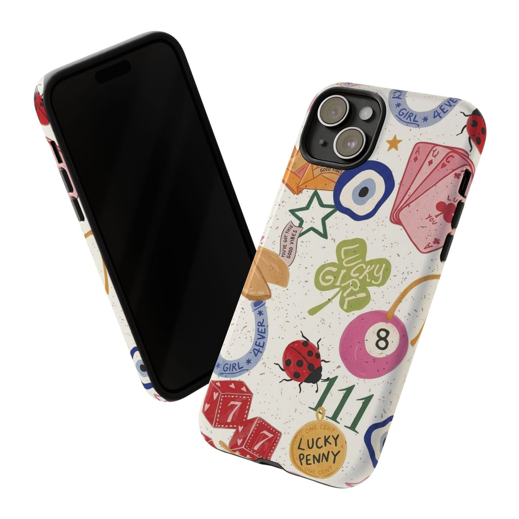 Lucky Charm Phone Case — 'Lucky Girl' Sticker Collage Design