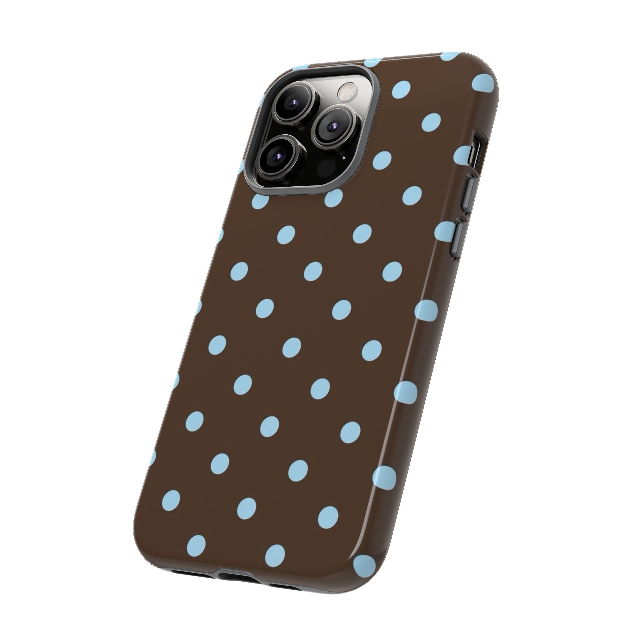 Brown Polka Dot Phone Case — Blue Dot Protective Tough Case