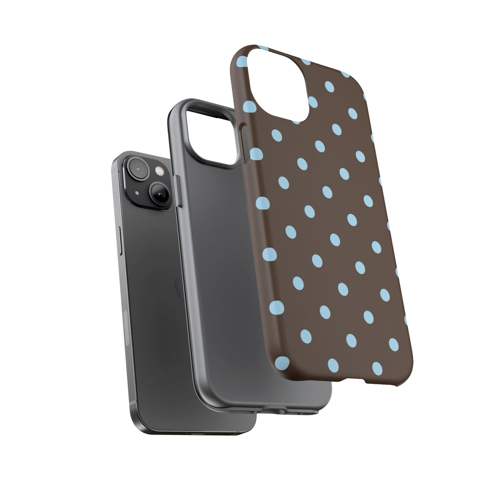 Brown Polka Dot Phone Case — Blue Dot Protective Tough Case