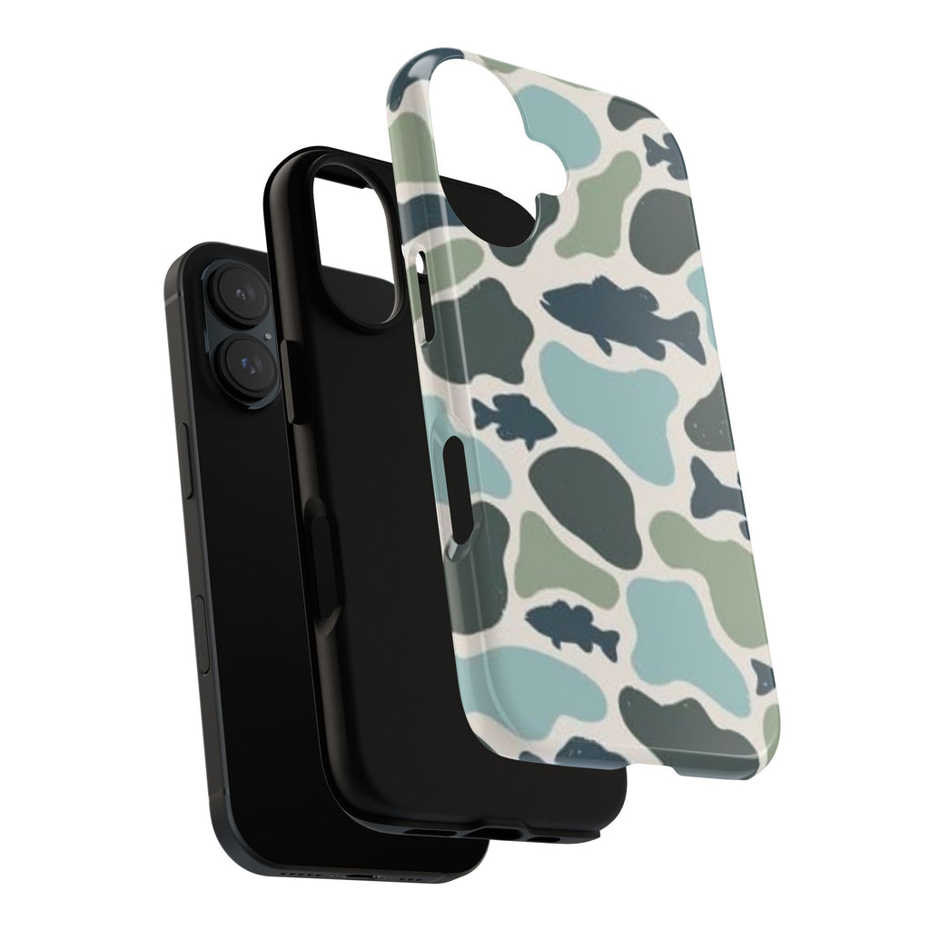 Camouflage Fish Tough Phone Case — Waterproof Blue-Green Camo iPhone Cover