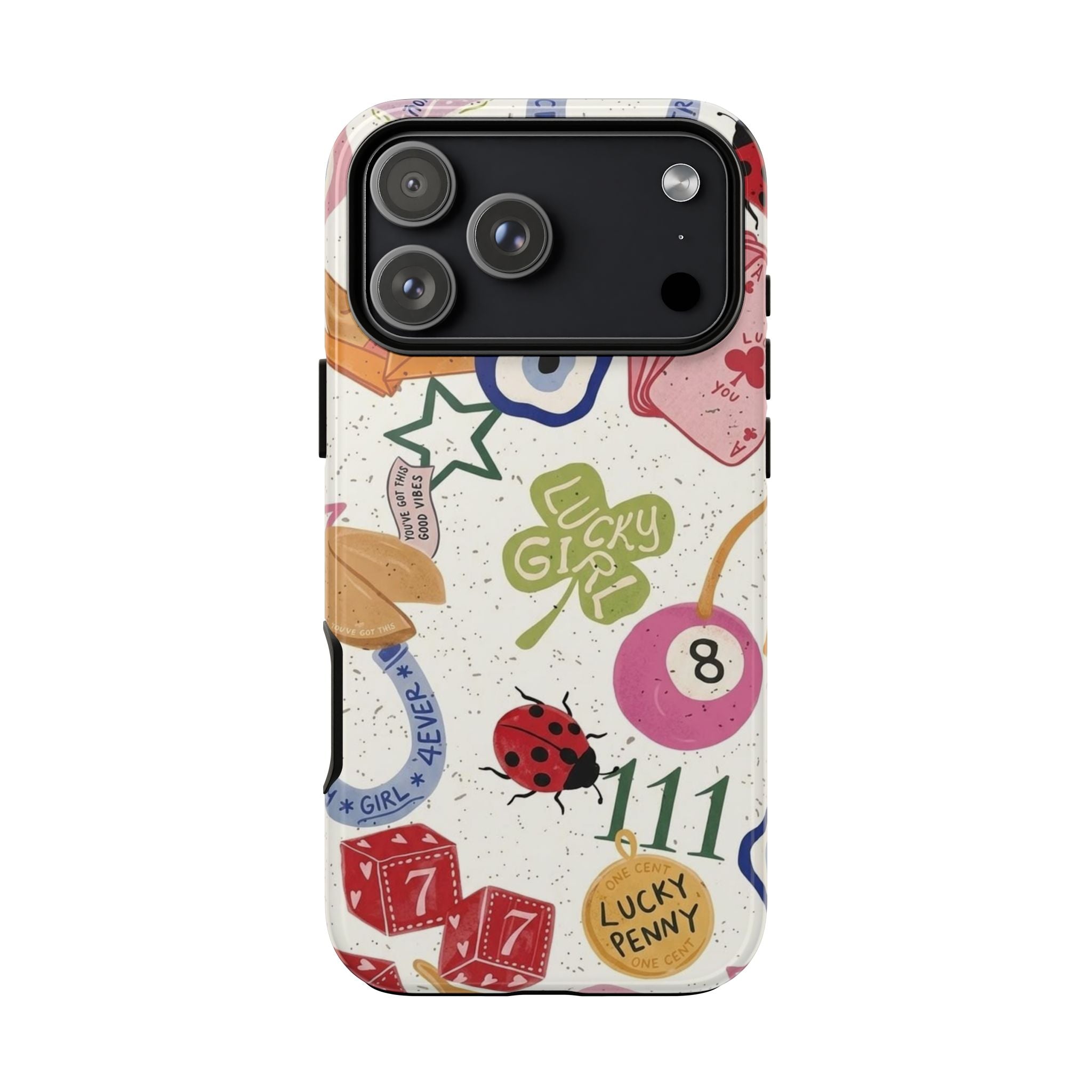 Lucky Charm Phone Case — 'Lucky Girl' Sticker Collage Design