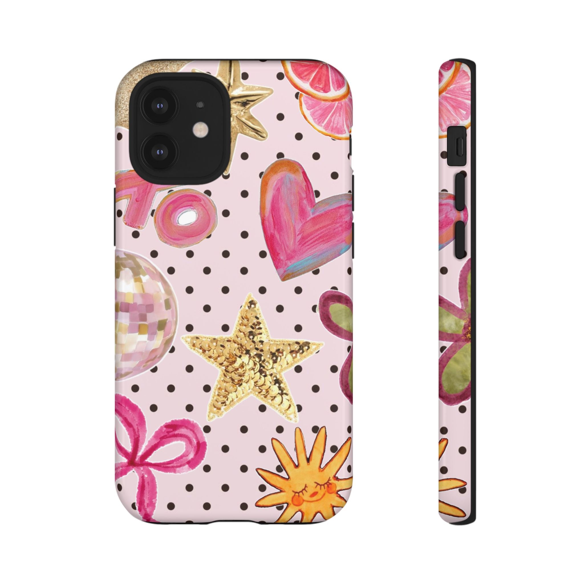 Pink Polka Dot Party — Pink Hearts, Stars & Disco Ball Design