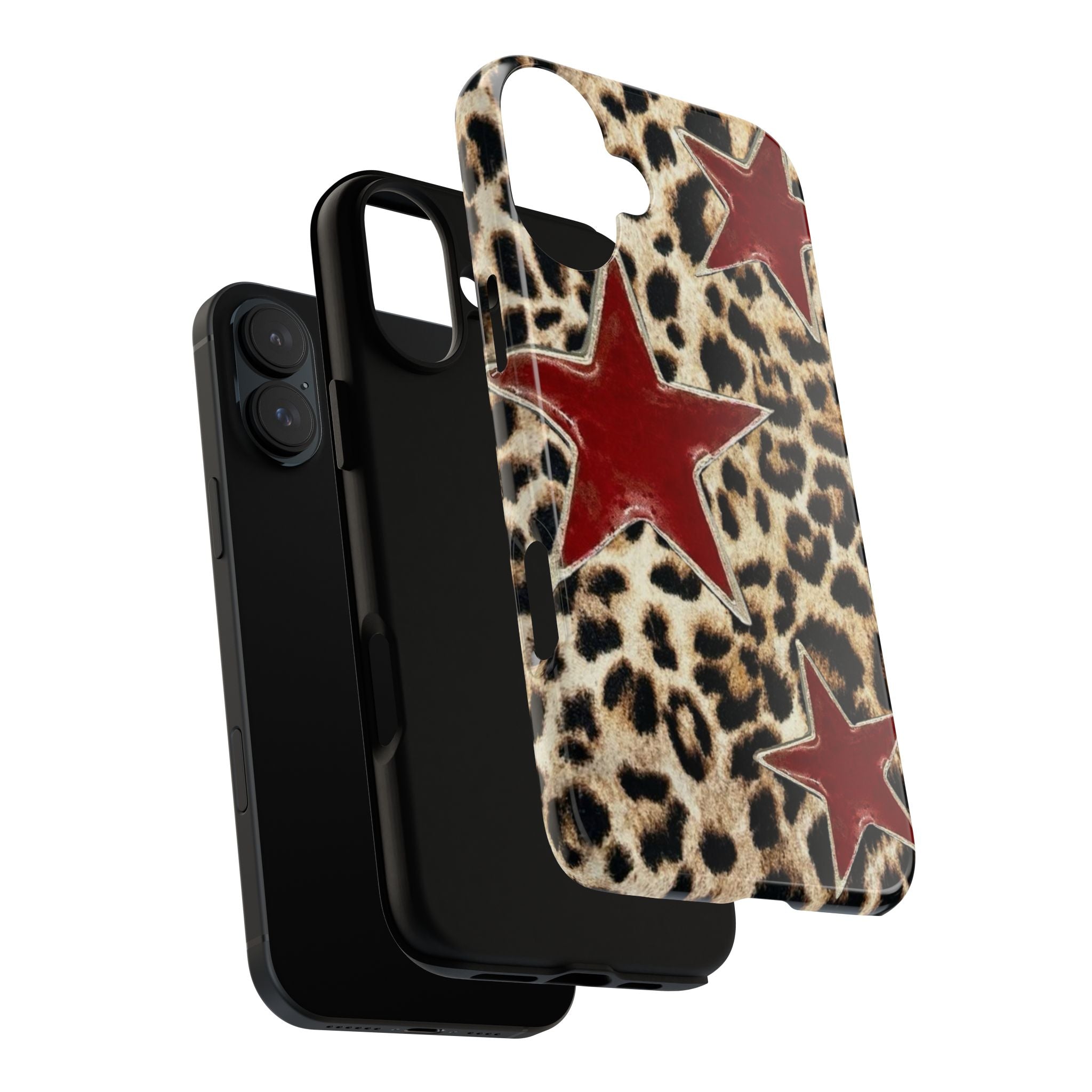 Ruby Leopard Star – Red Stars on Animal Print