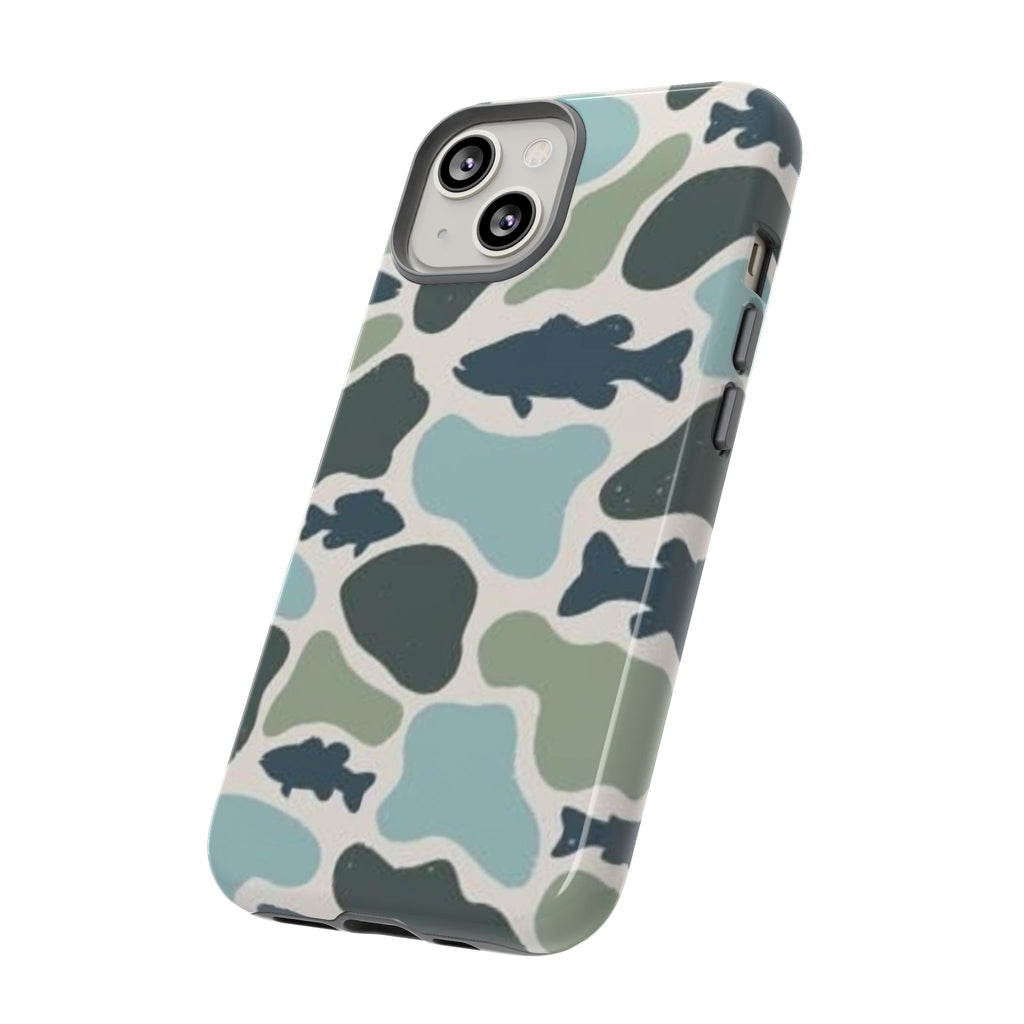 Camouflage Fish Tough Phone Case — Waterproof Blue-Green Camo iPhone Cover