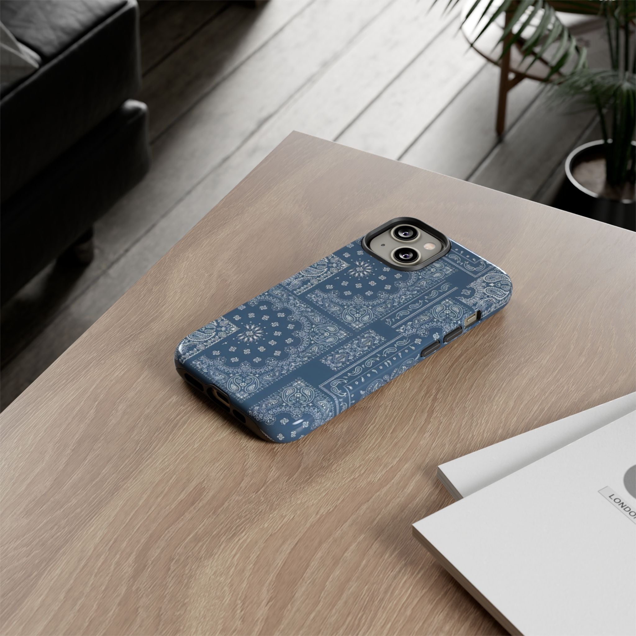 Blue Bandana Tough Phone Case — Rugged Protective iPhone Cover