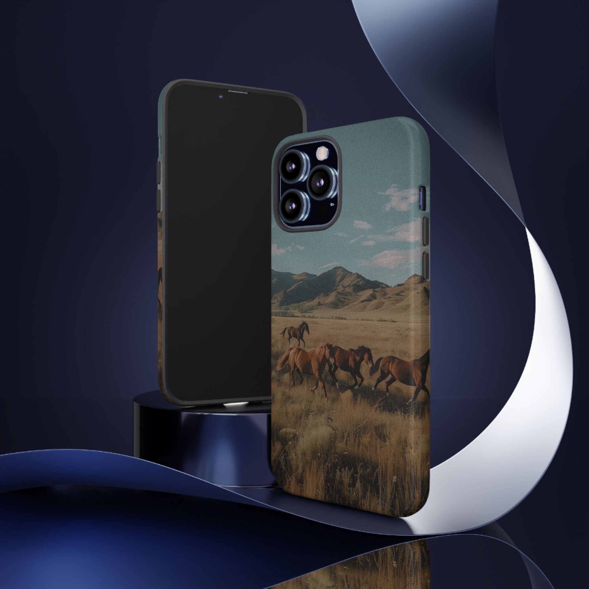 Wild Mustang – Durable Protective iPhone Case with Scenic Desert Horse Design