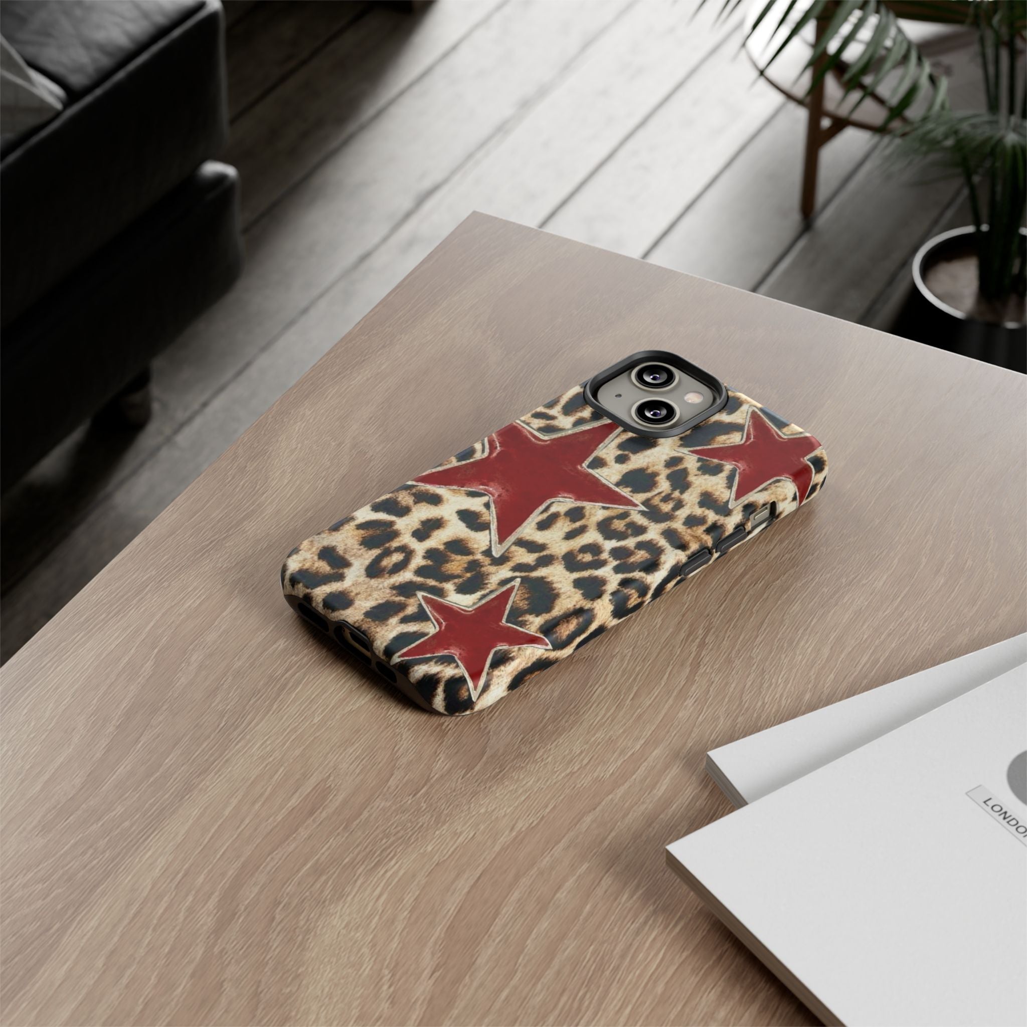 Ruby Leopard Star – Red Stars on Animal Print