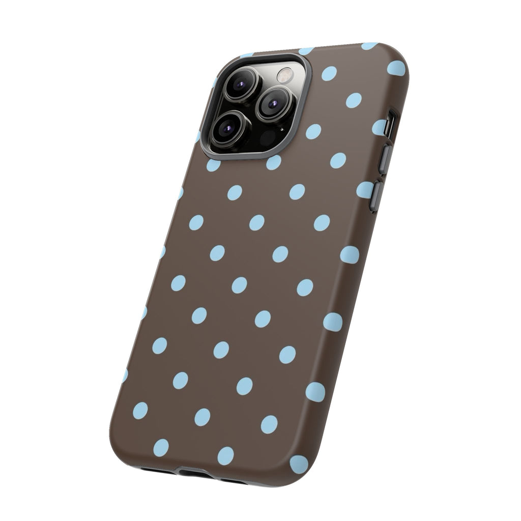 Brown Polka Dot Phone Case — Blue Dot Protective Tough Case