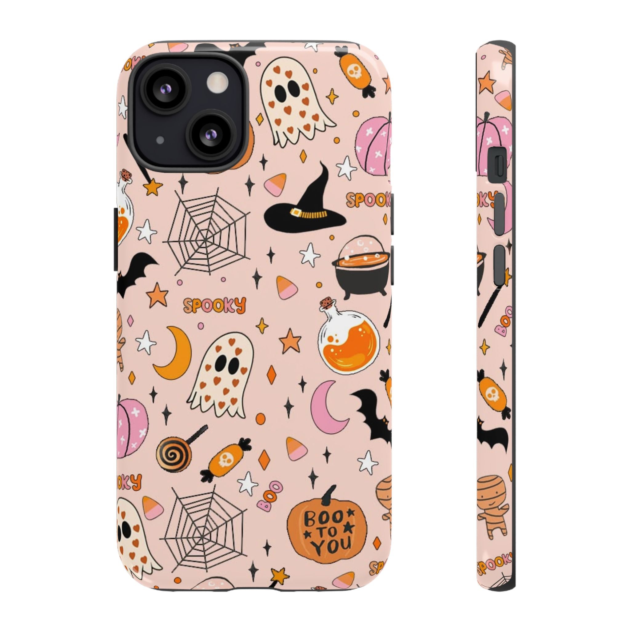 Spooky Halloween — Pink Ghosts, Witches, Candy & "Boo to You" Design
