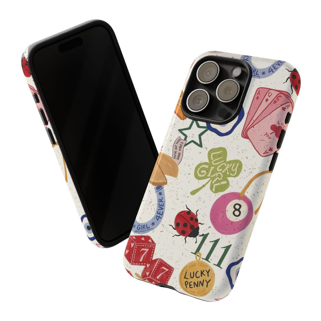 Lucky Charm Phone Case — 'Lucky Girl' Sticker Collage Design
