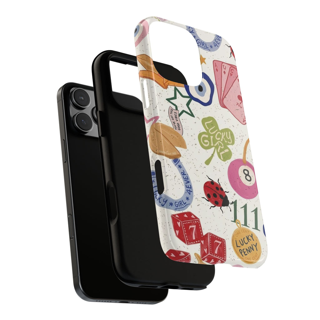 Lucky Charm Phone Case — 'Lucky Girl' Sticker Collage Design