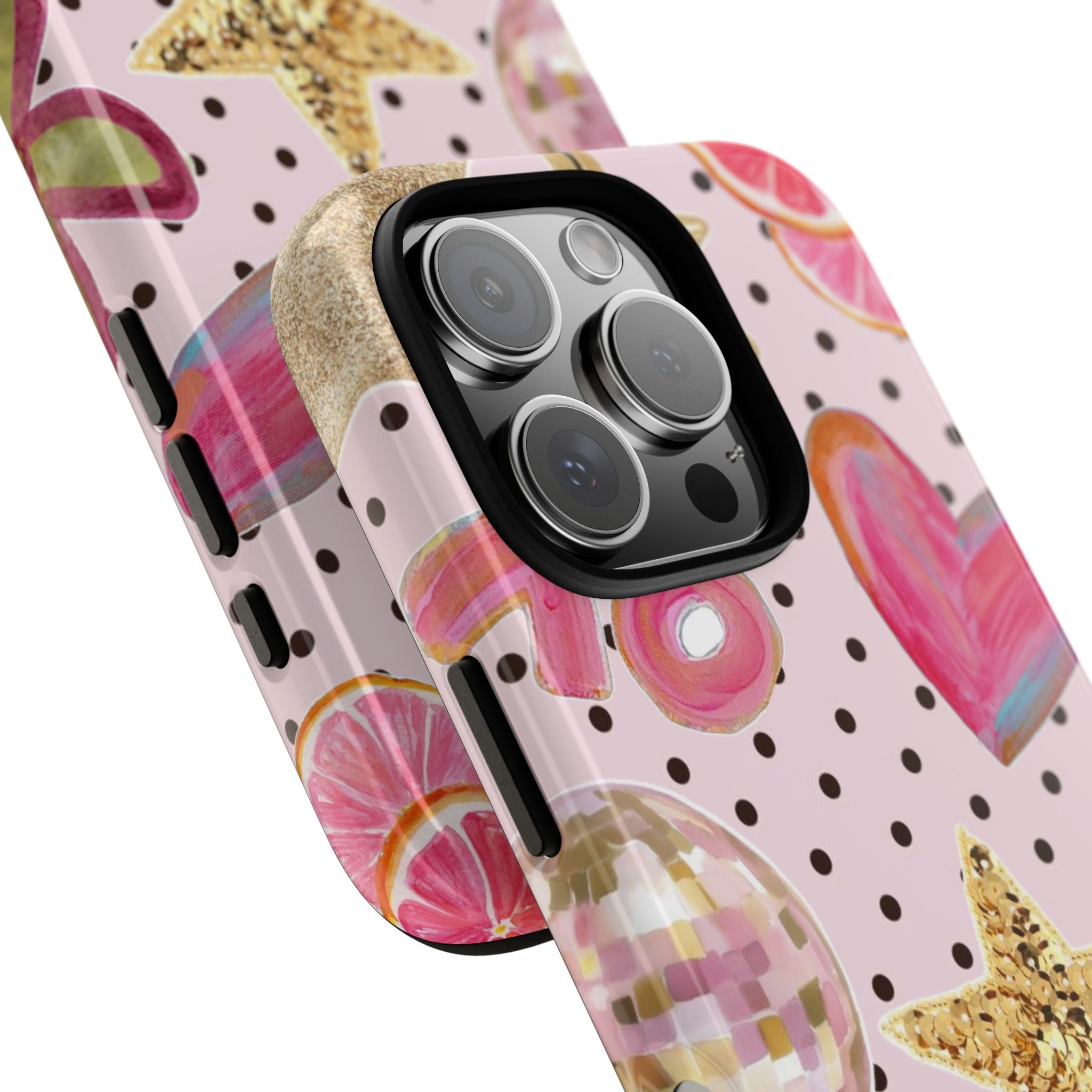 Pink Polka Dot Party — Pink Hearts, Stars & Disco Ball Design