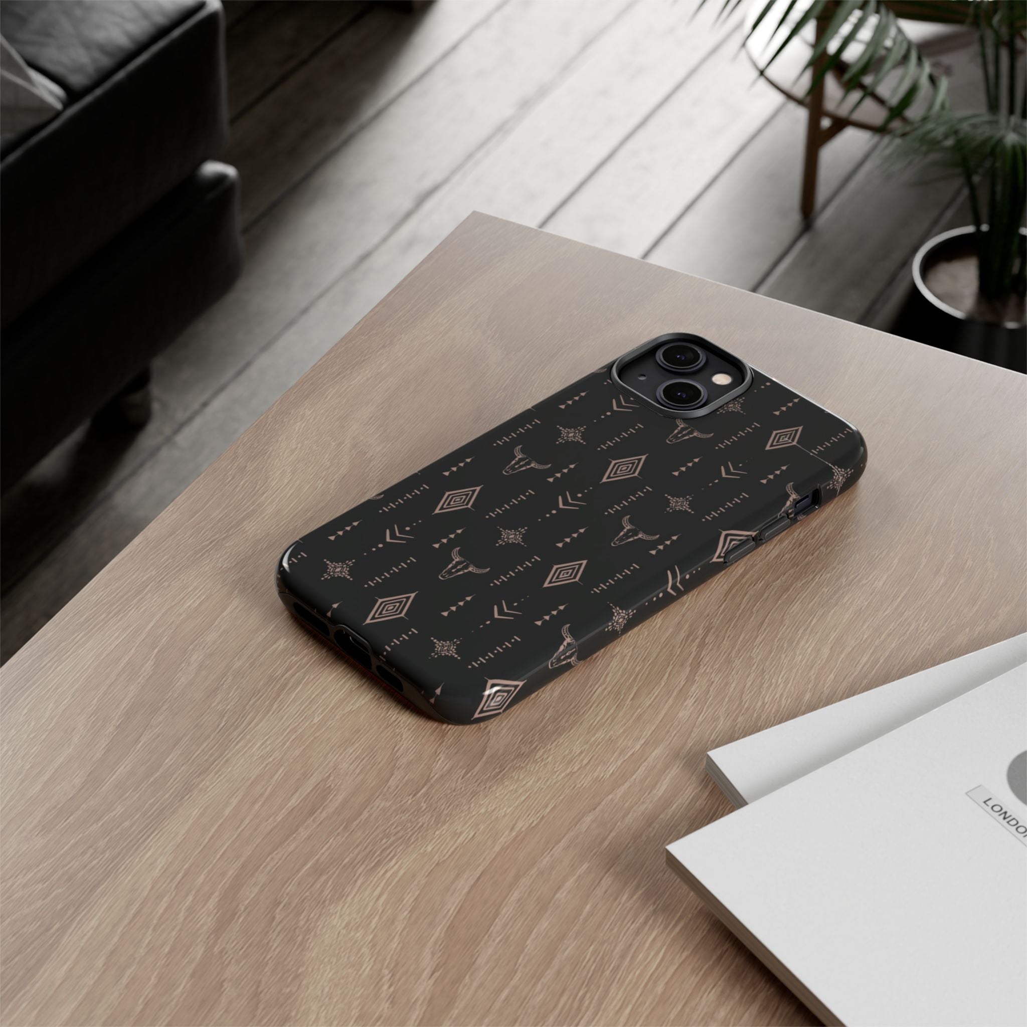 Western Diamond Bull Tough Phone Case — Protective Southwestern Pattern
