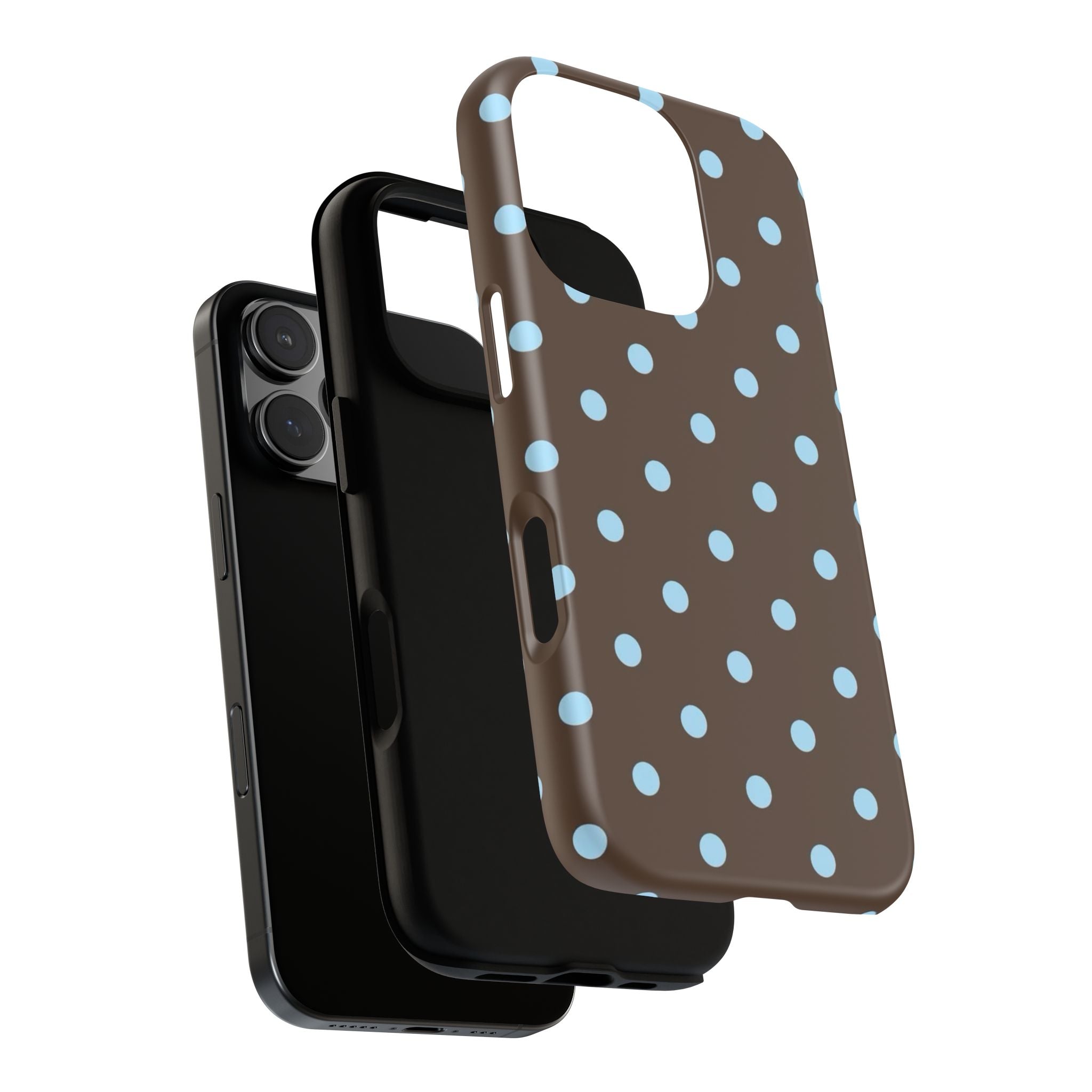 Brown Polka Dot Phone Case — Blue Dot Protective Tough Case