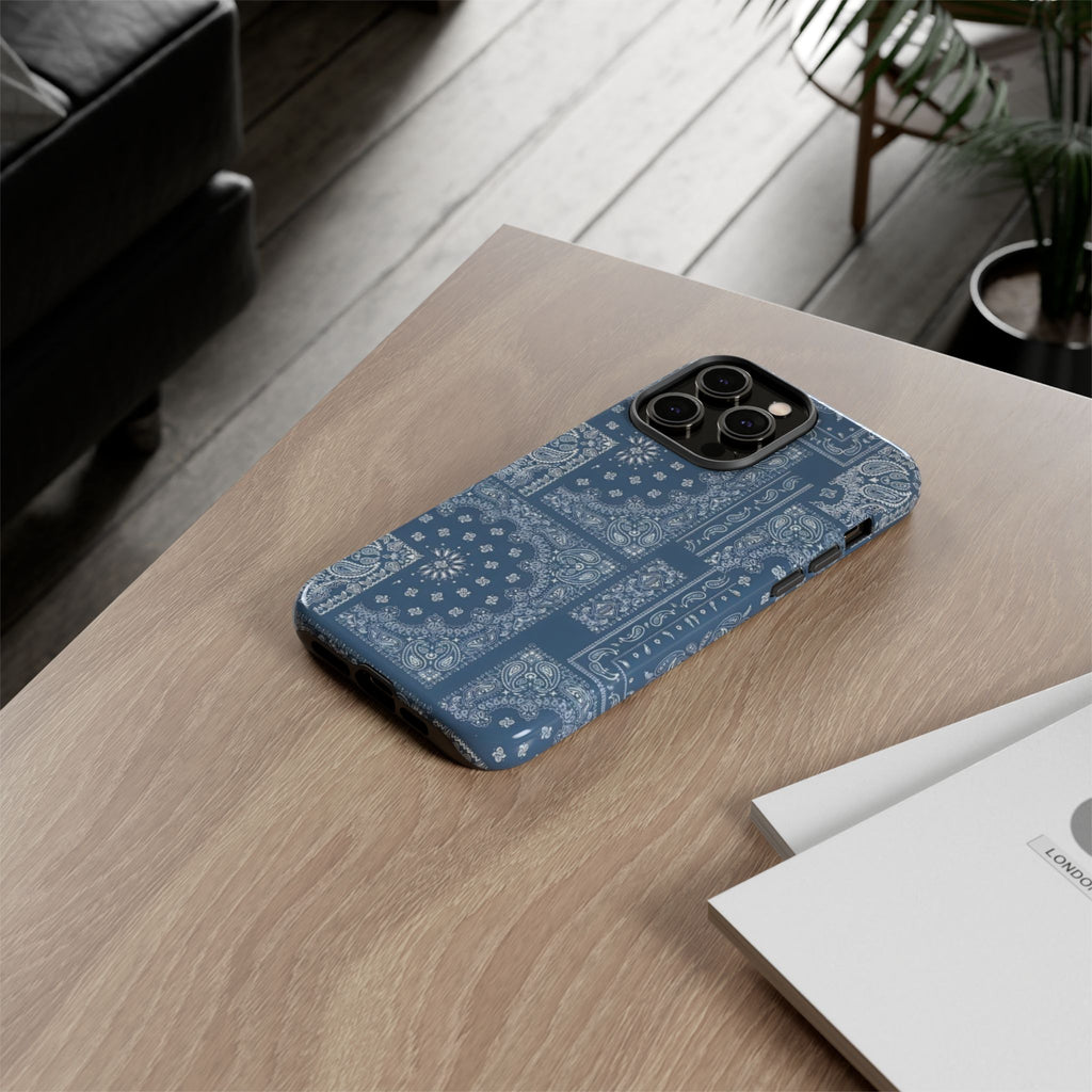 Blue Bandana Tough Phone Case — Rugged Protective iPhone Cover