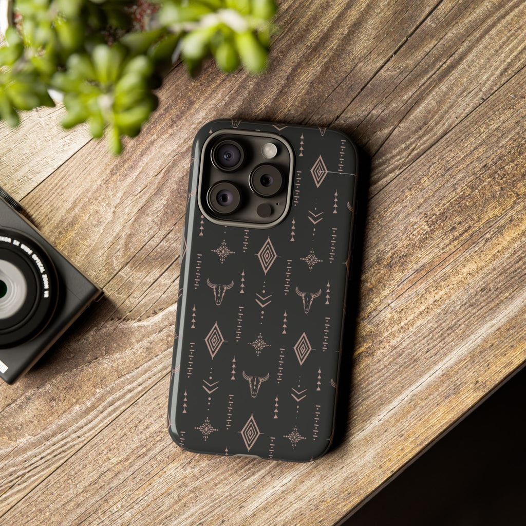Western Diamond Bull Tough Phone Case — Protective Southwestern Pattern
