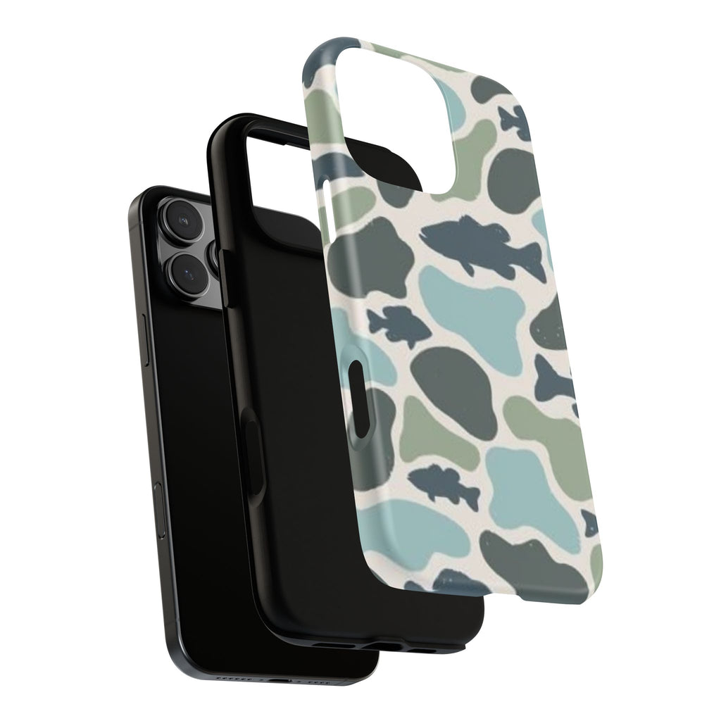 Camouflage Fish Tough Phone Case — Waterproof Blue-Green Camo iPhone Cover