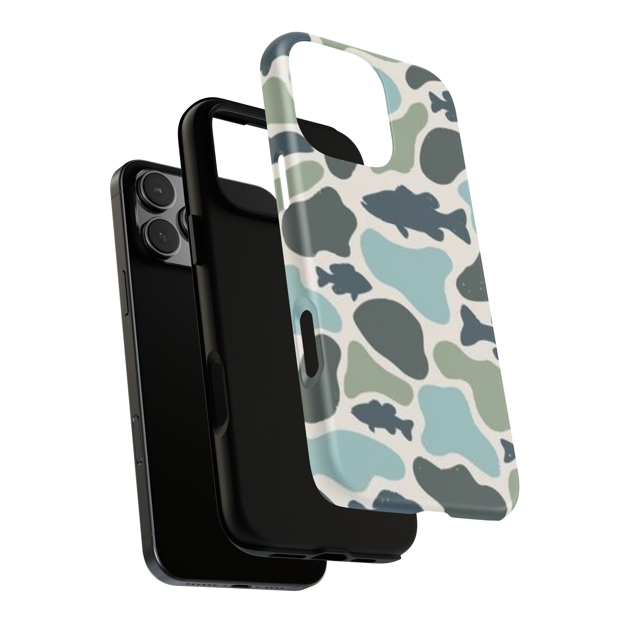 Camouflage Fish Tough Phone Case — Waterproof Blue-Green Camo iPhone Cover