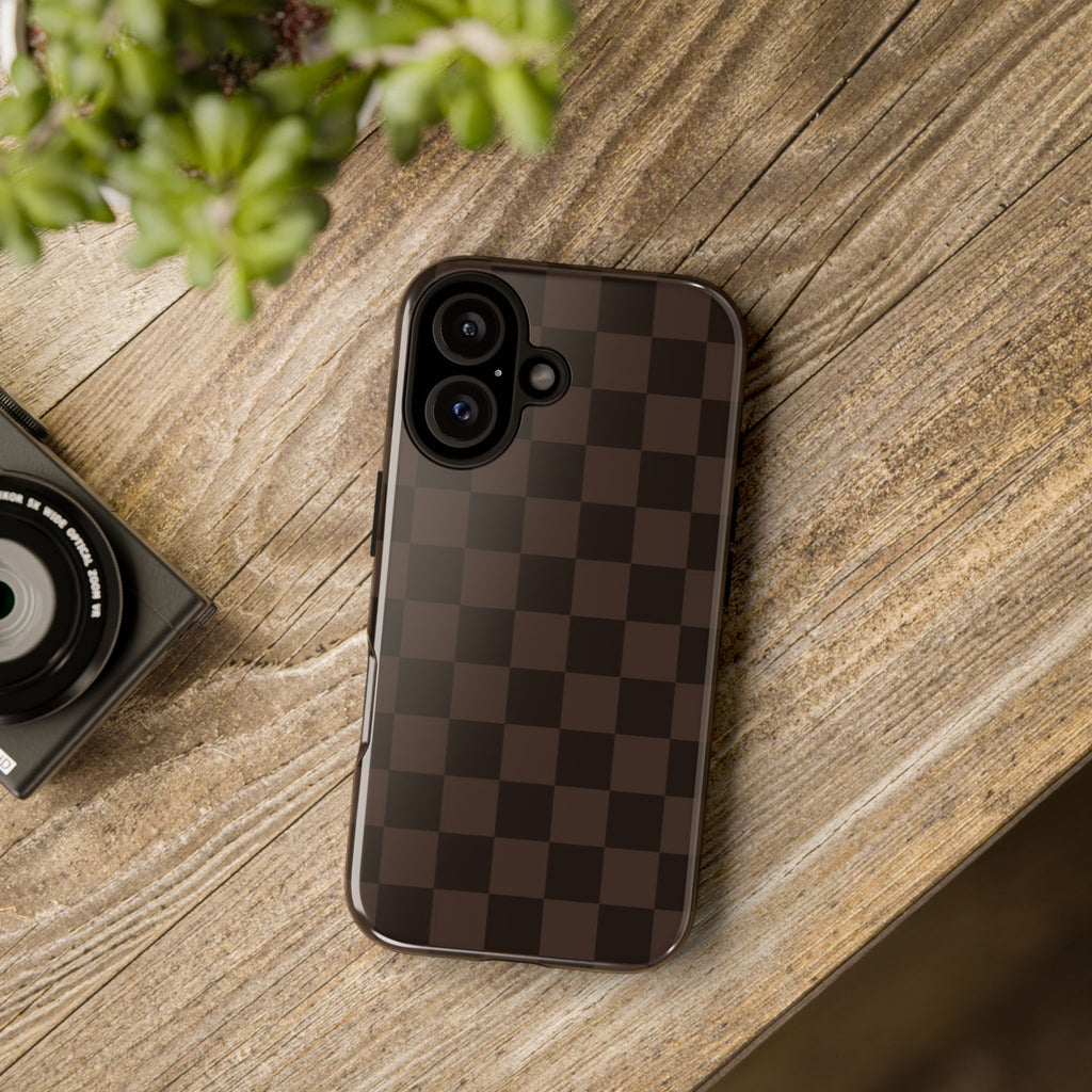 Lucky Chocolate Checkered  — Brown Grid Protective Cover